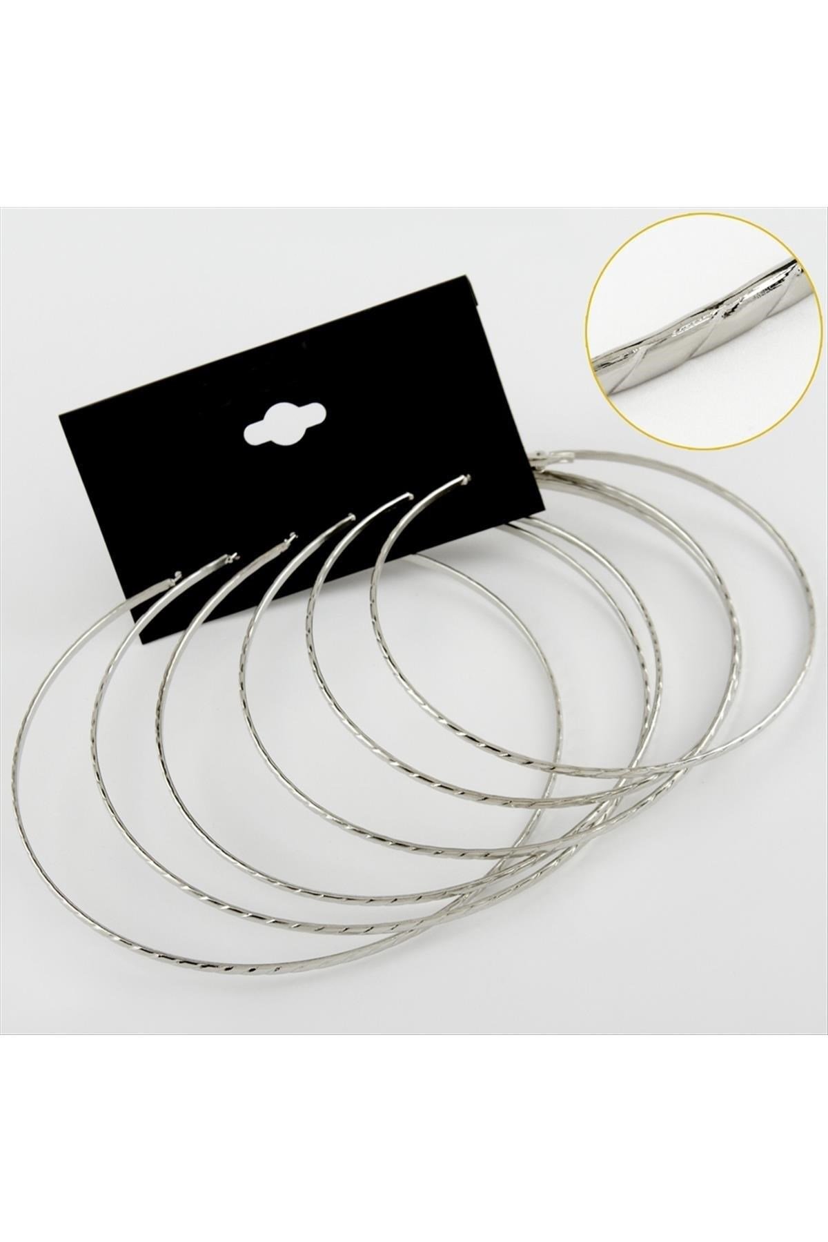 6 Adet Yeni Sezon Metal Halka Küpe Büyük 8-9-10 cm