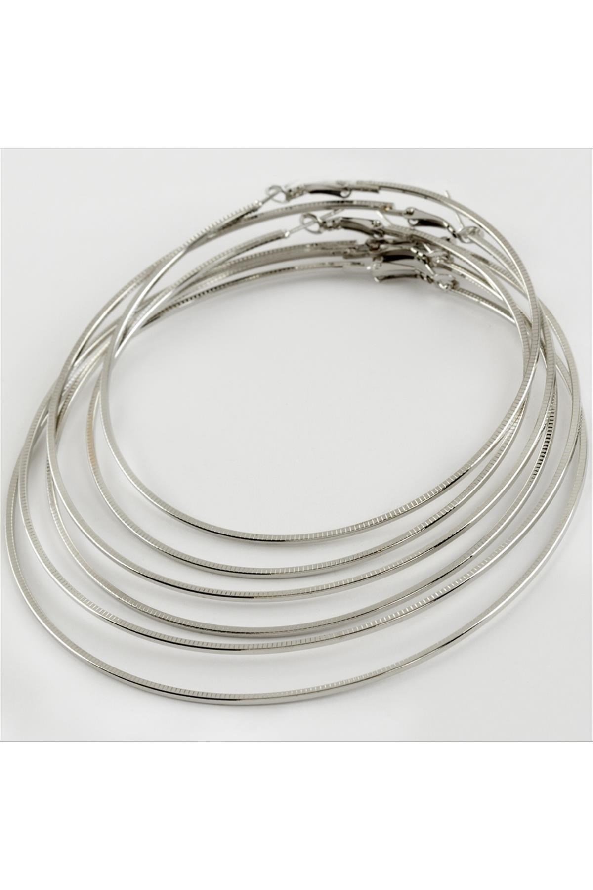 6 Adet Yeni Sezon Metal Halka Küpe Büyük 8-9-10 cm