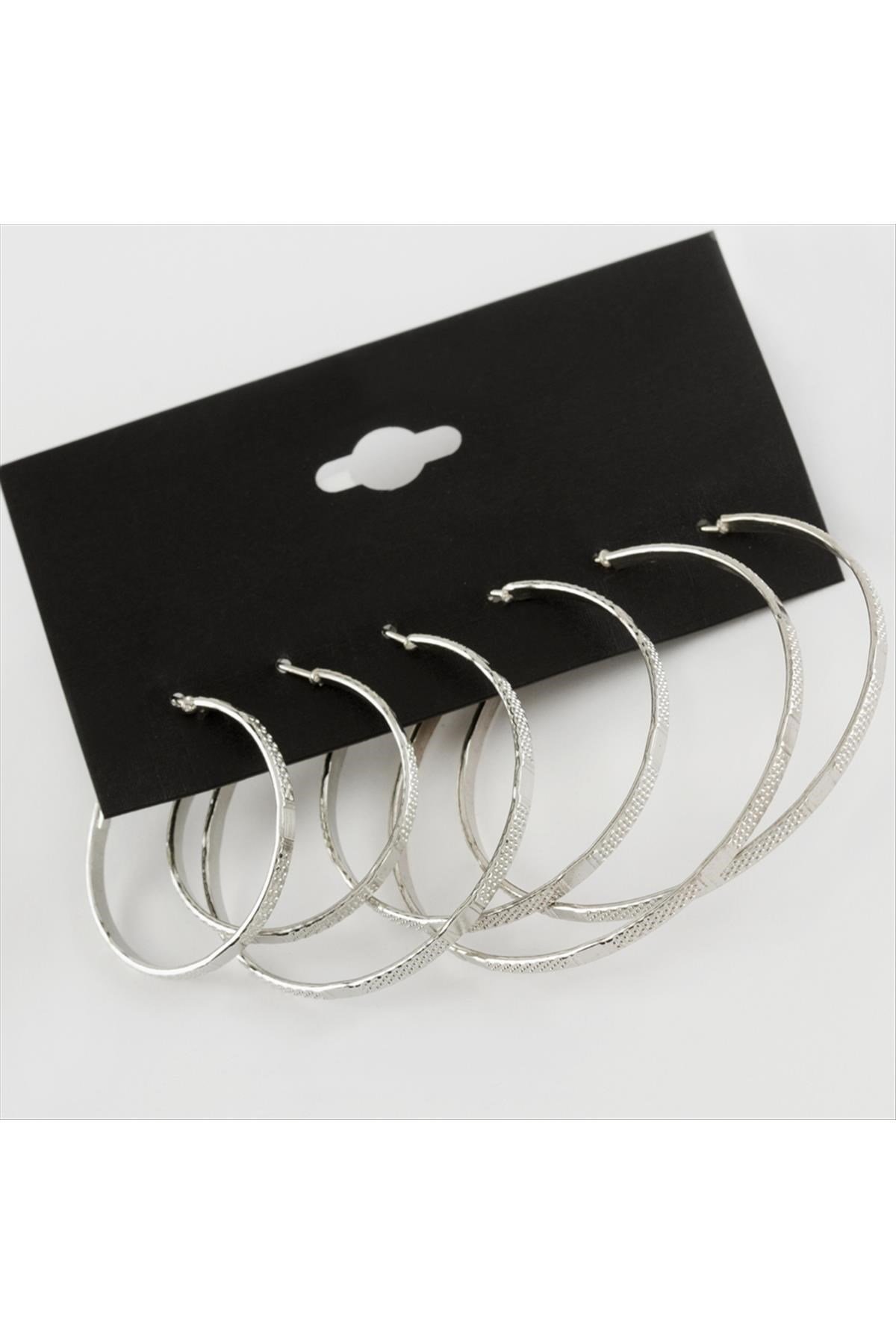 6 Adet Yeni Sezon Metal Halka Küpe Büyük 3-4-5- cm