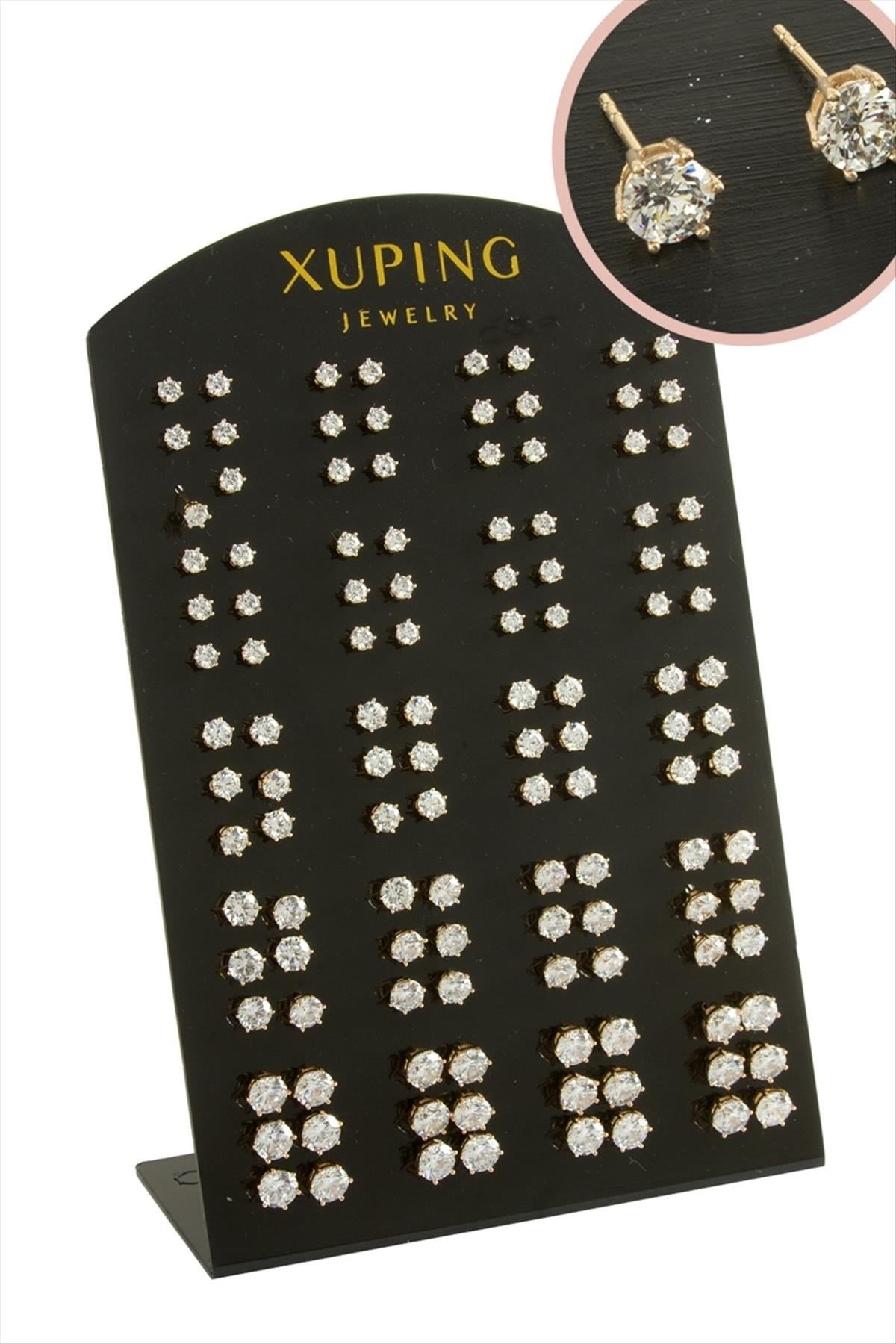 60 Çift Xuping Lüks Tektaş Çelik Küpe