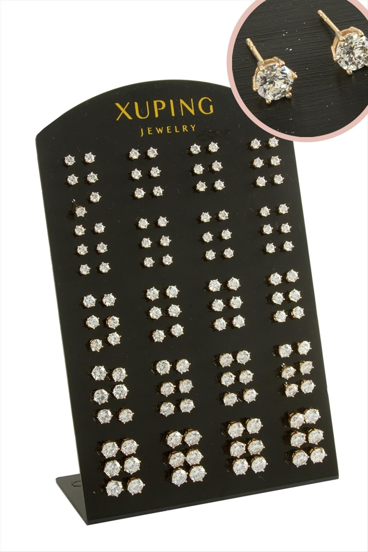 60 Çift Xuping Lüks Tektaş Çelik Küpe