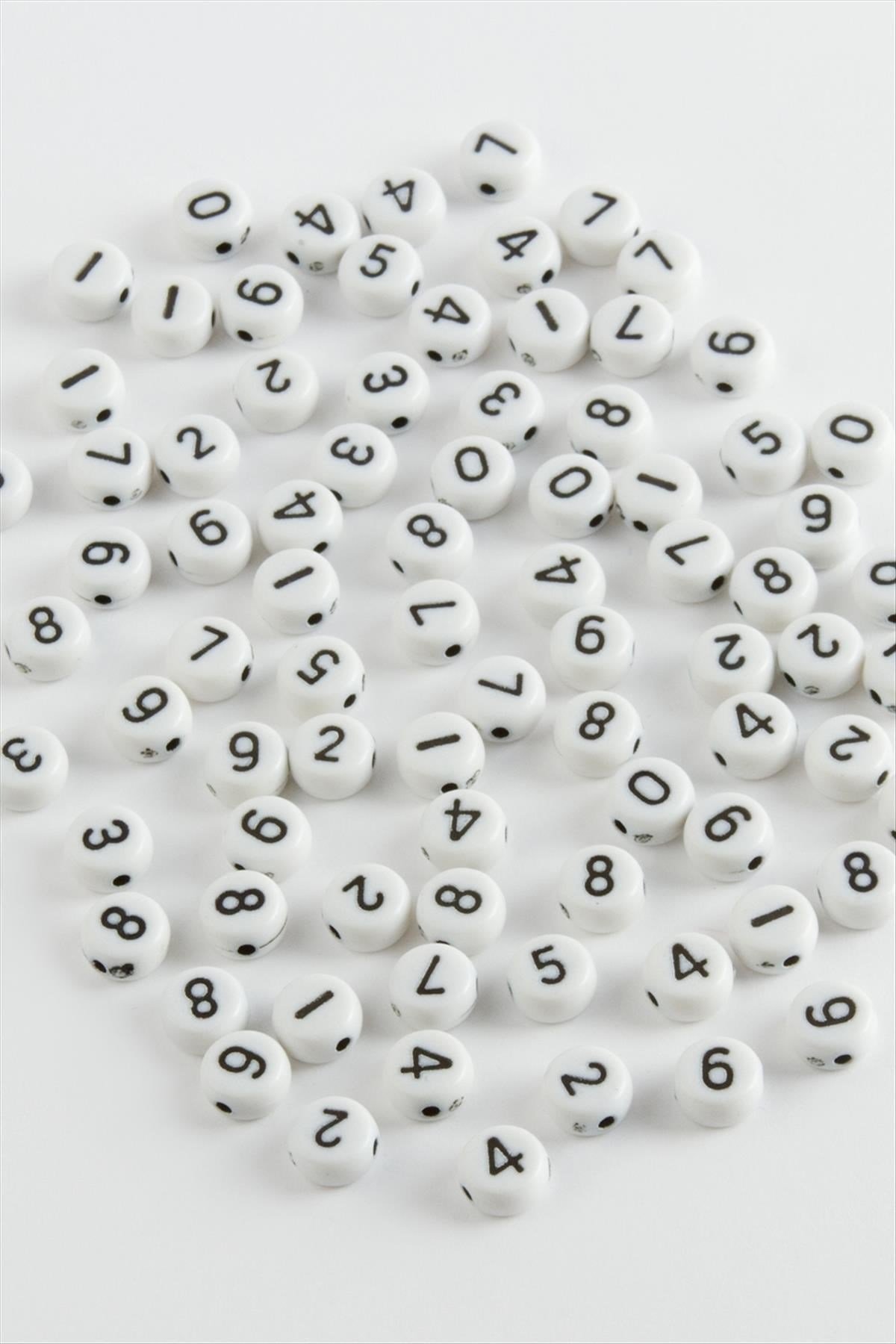 7 mm Siyah Renkli Rakam Boncuk 500 gram
