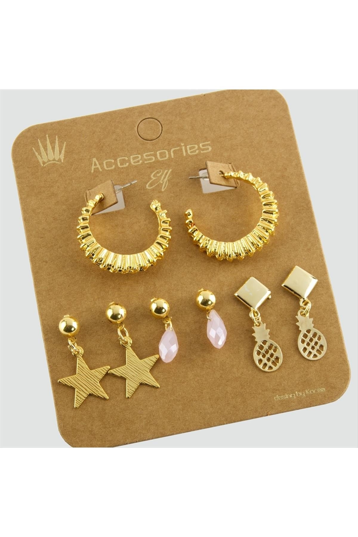 8 Adet Kristal Halka Trend Küpe