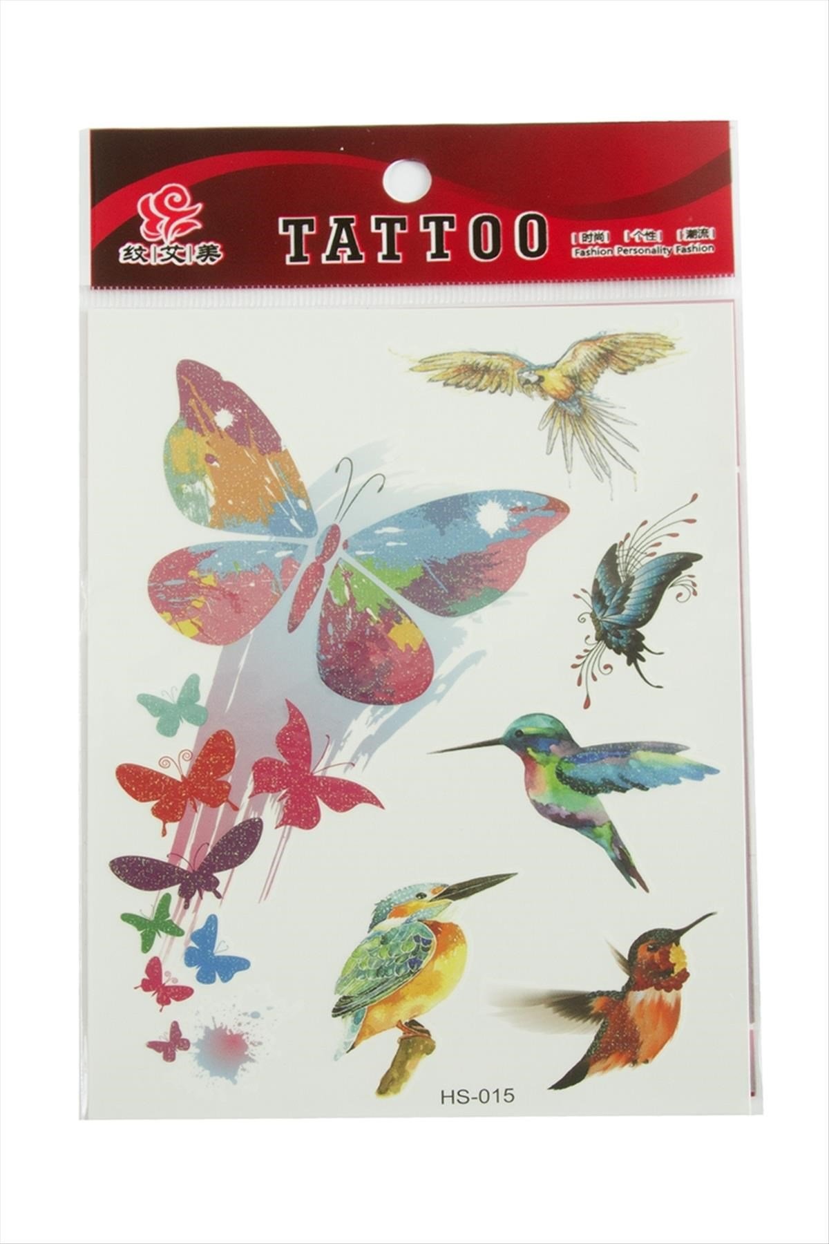 Ağaç Kakan Kelebek Tattoo Dövme Sticker