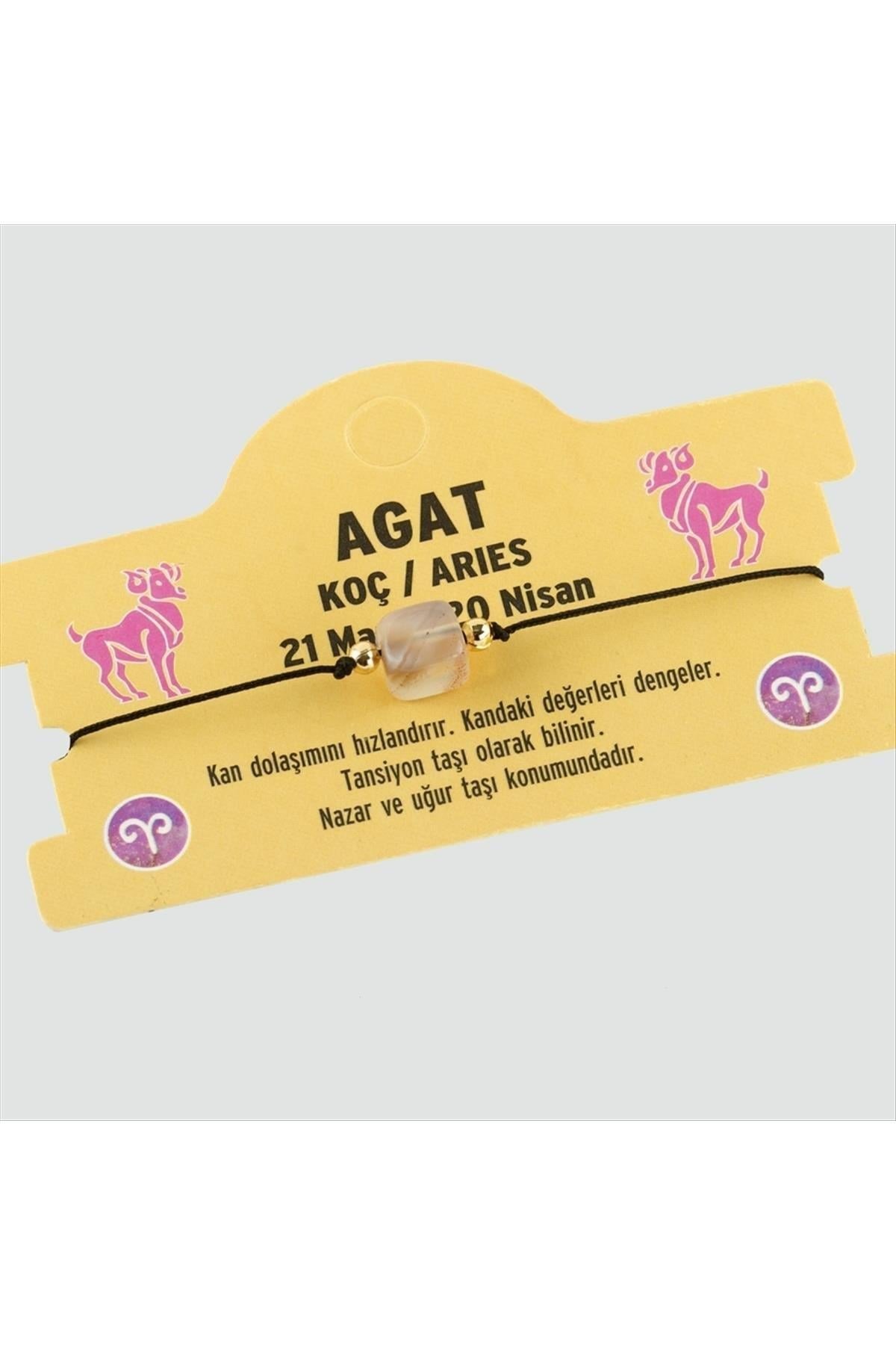 Agat Doğal Taşlı Koç Burç Bileklik