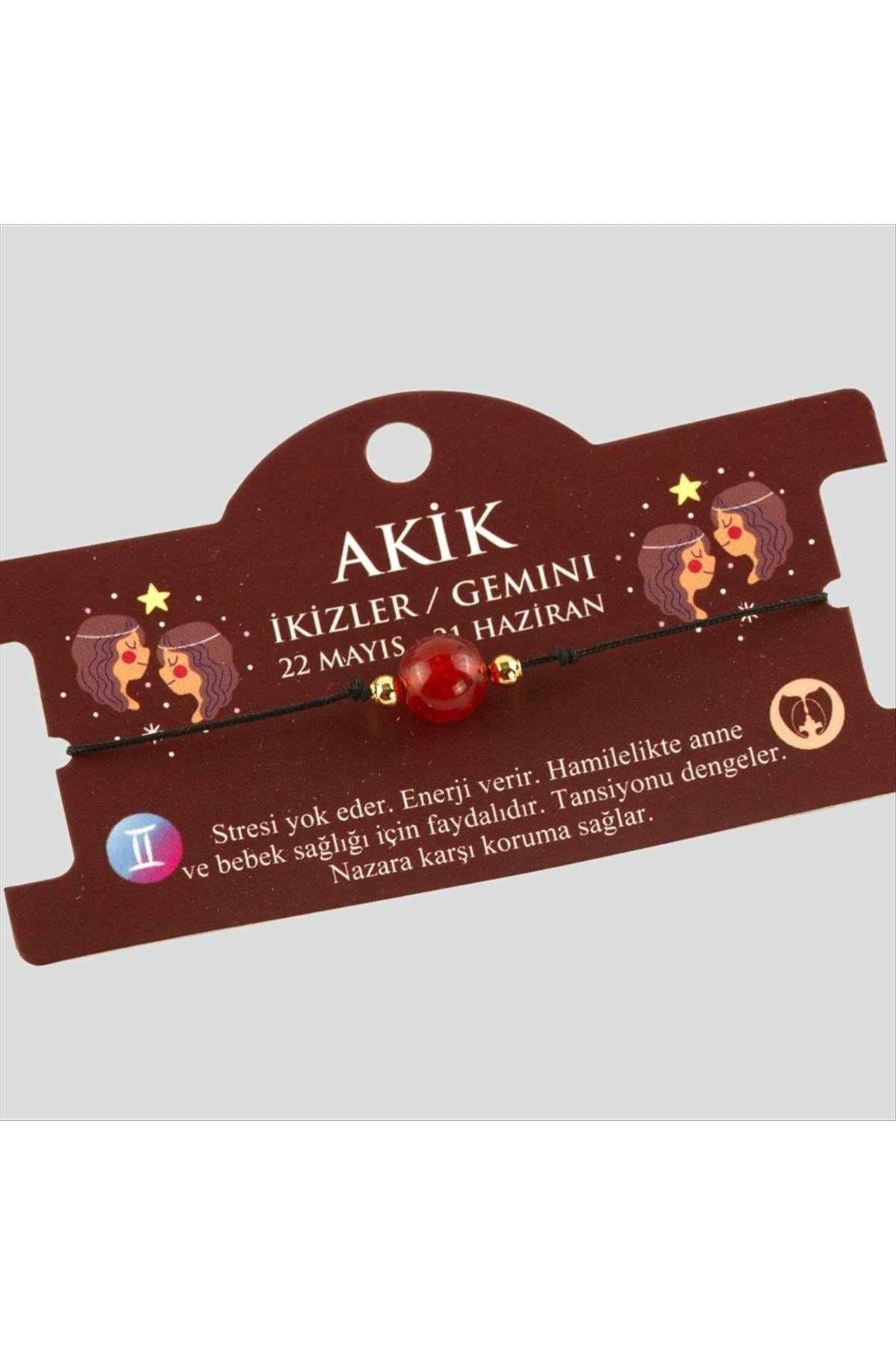 Akik Doğal Taşlı İkizler Burç Bileklik