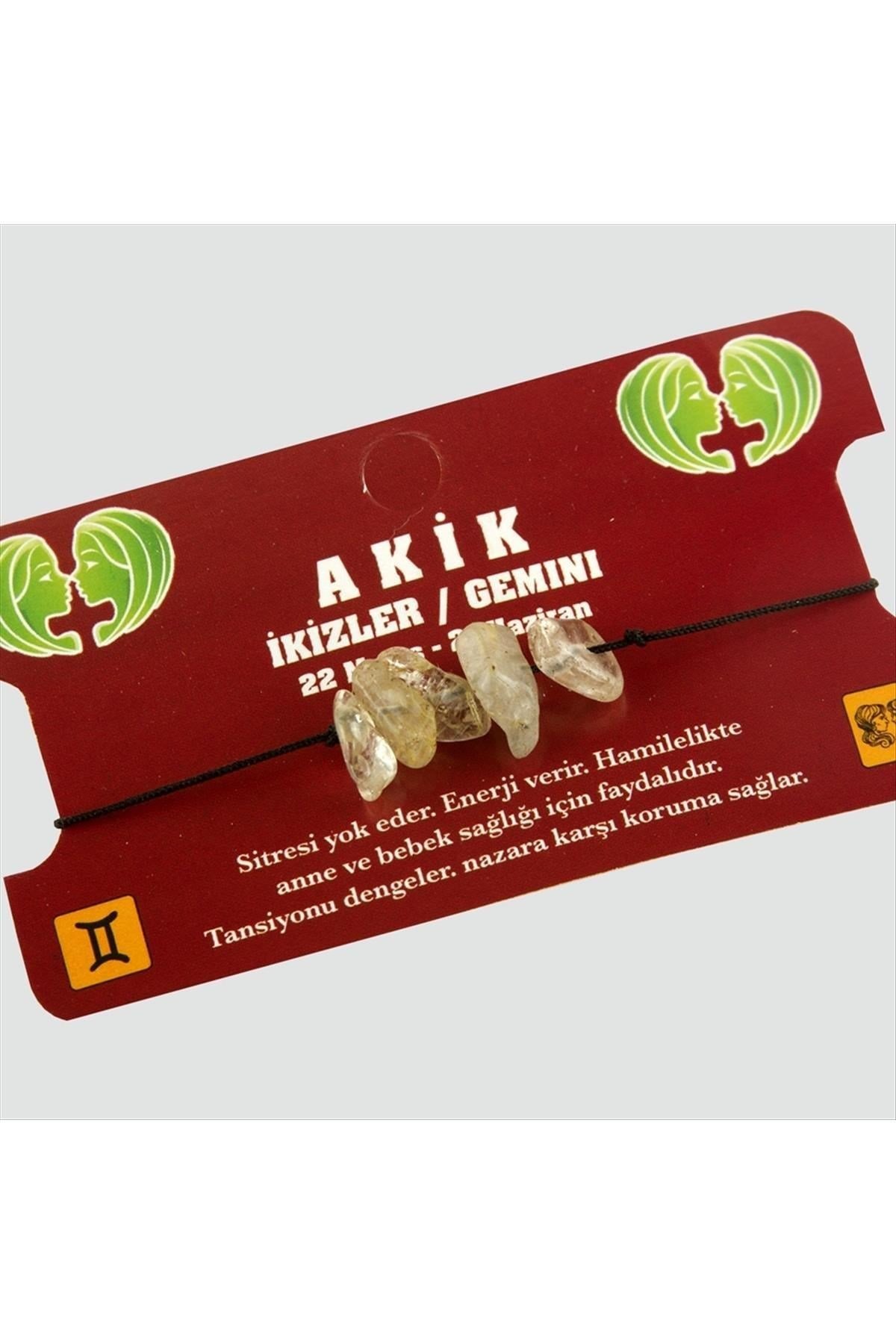 Akik Doğal Taşlı İkizler Burç Bileklik