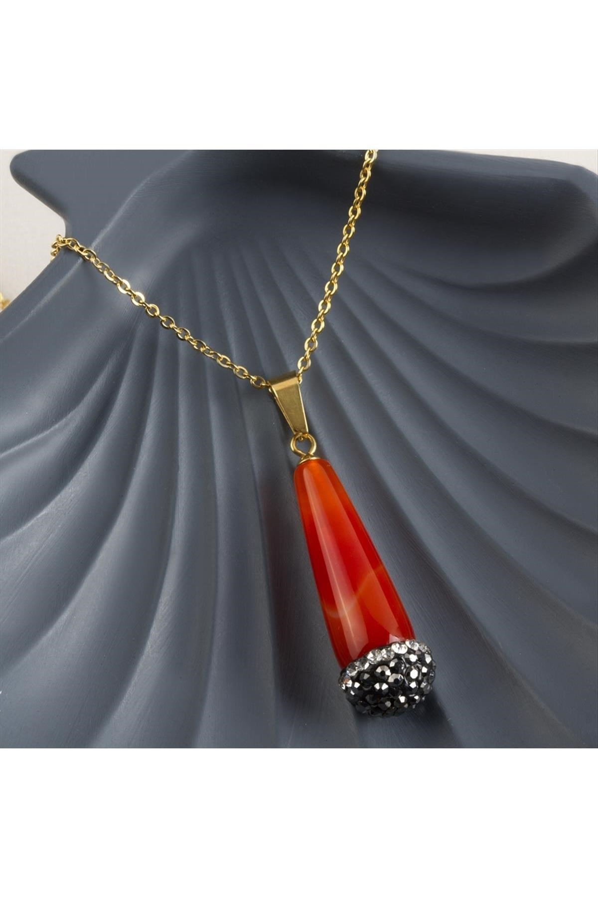 Akik Doğaltaşlı Trend Markazit Kolye