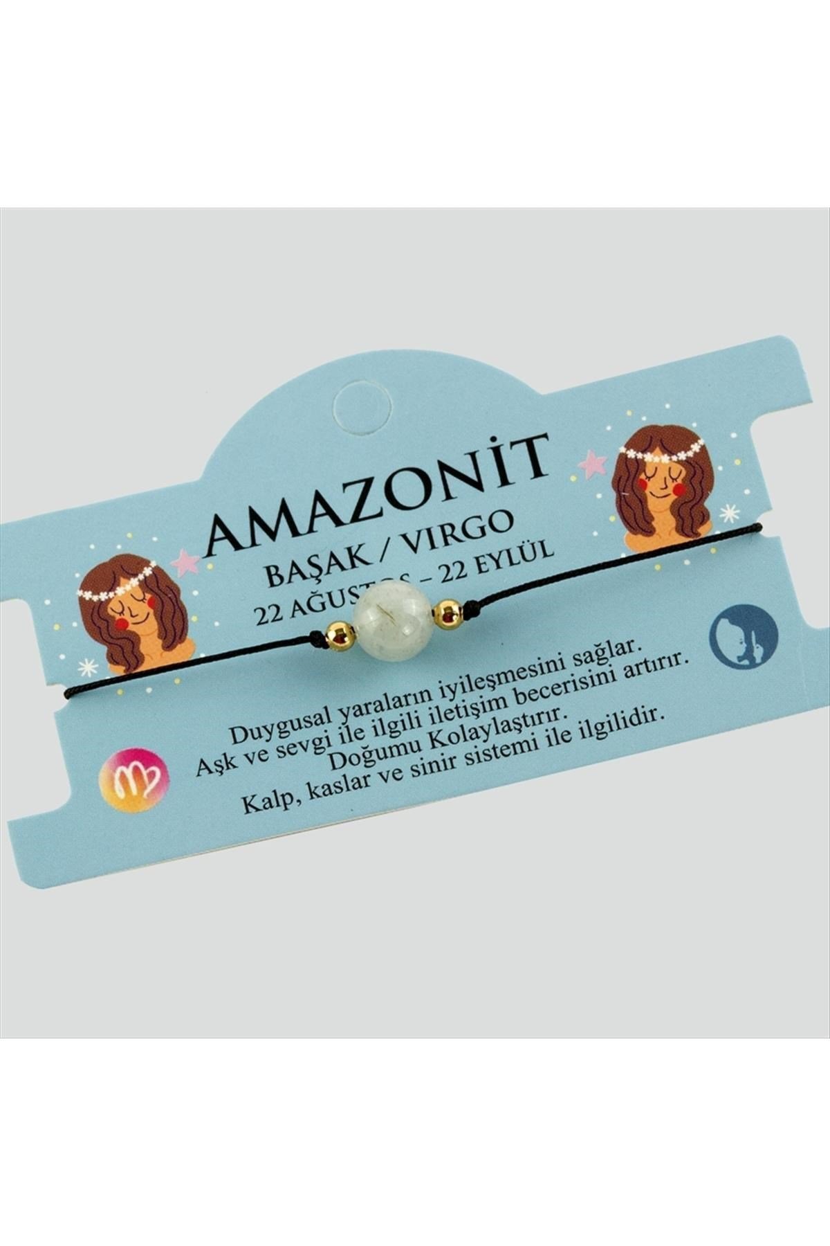 Amazonit Doğal Taşlı Başak Burç Bileklik