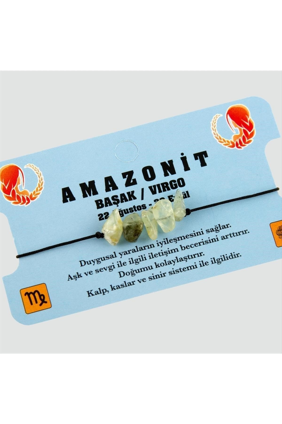 Amazonit Doğal Taşlı Başak Burç Bileklik