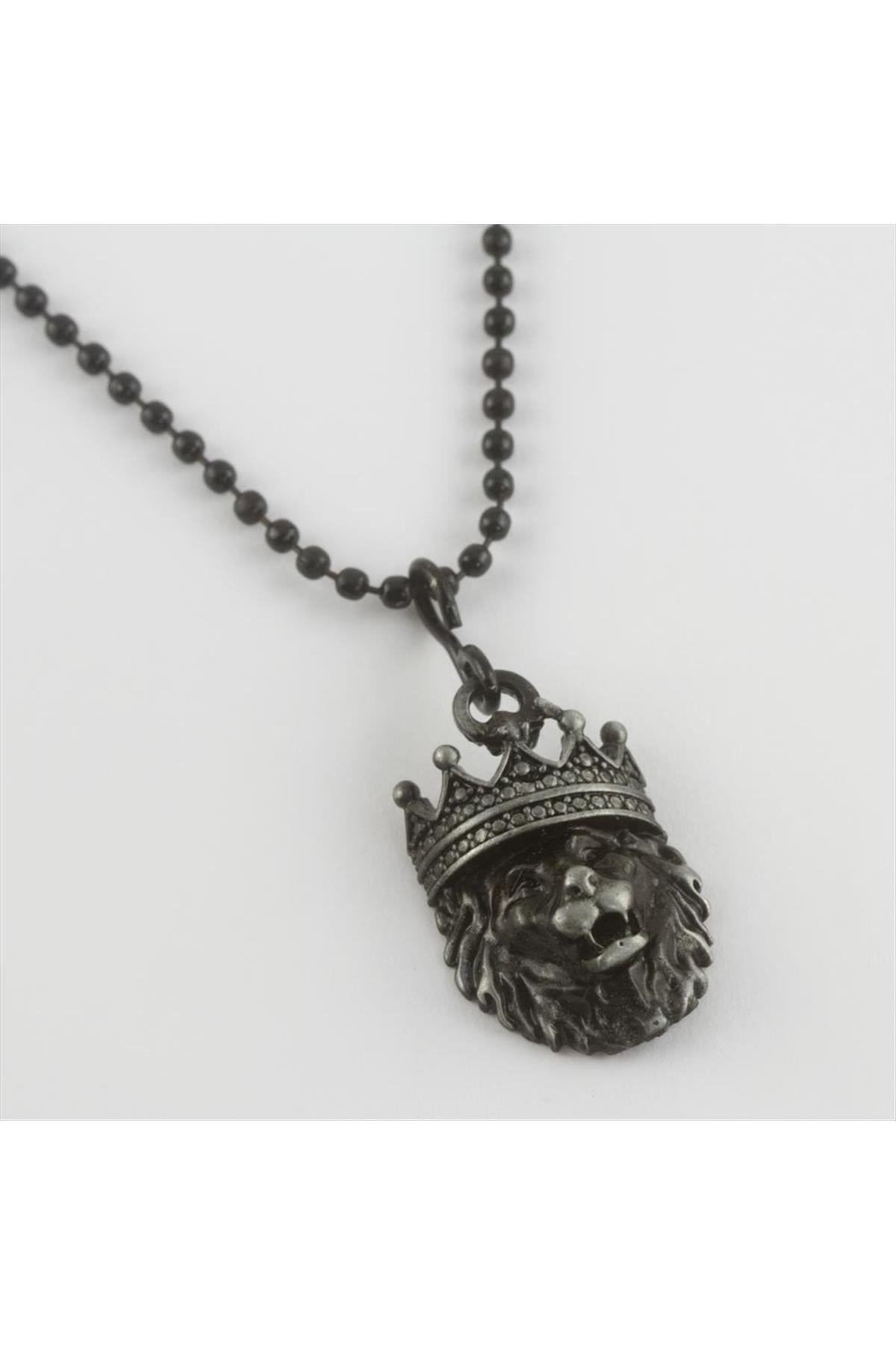Aslan Kral Figürlü Metal Erkek Kolye