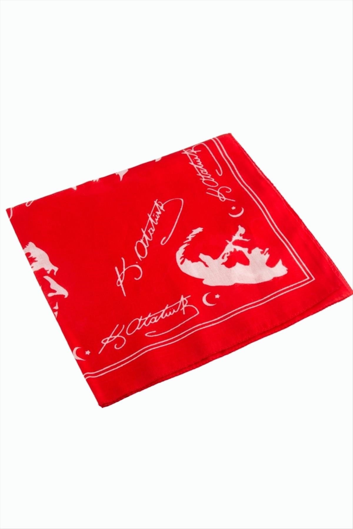 Atatürk İmzalı Desenli Bandana 50*50