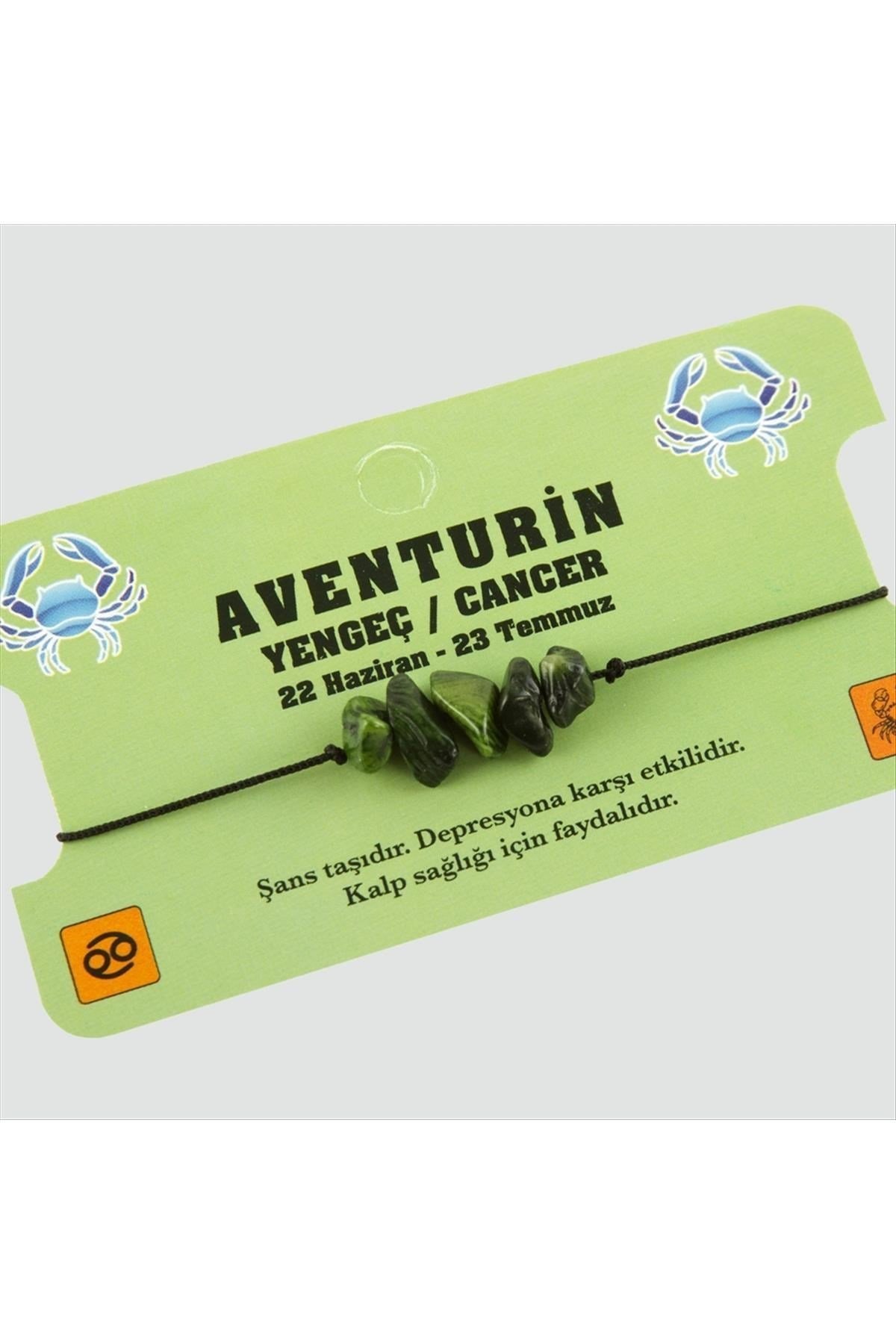 Aventurin Doğal Taşlı Yengeç Burç Bileklik