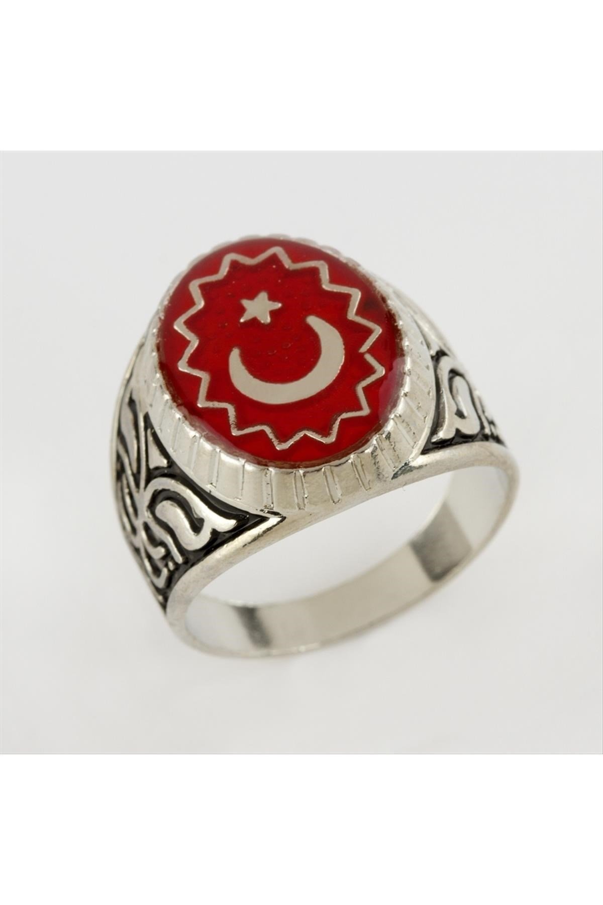 Ay Yıldız Figürlü Metal Erkek Yüzük