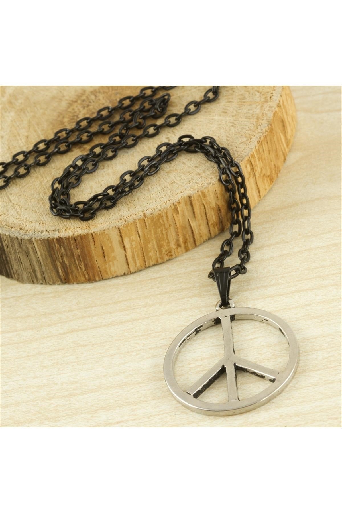 Barış İşareti Metal Erkek Kolye