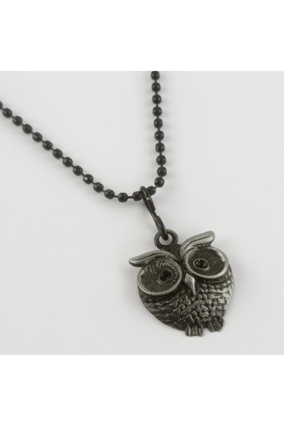 Baykuş Figürlü Metal Erkek Kolye