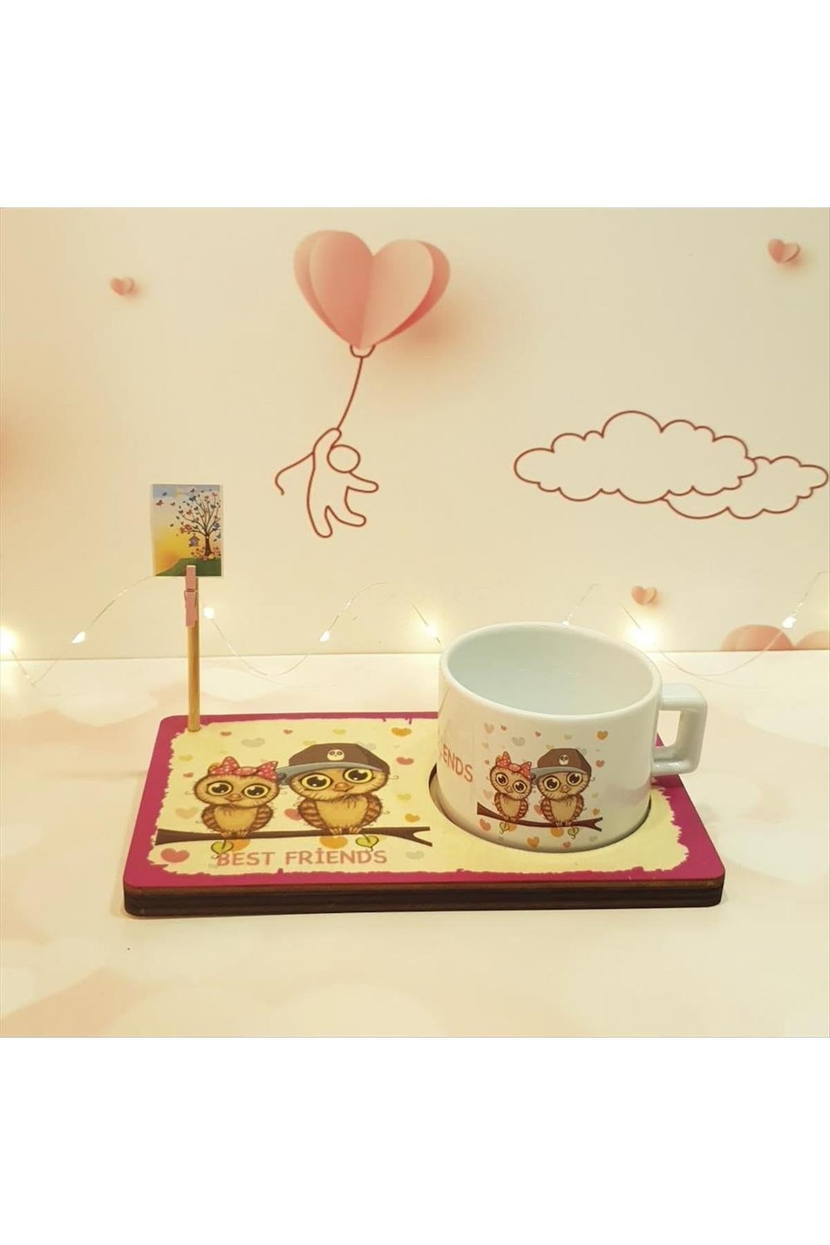 Best Friends Figürlü Ahşap Notluk Kupa Seti