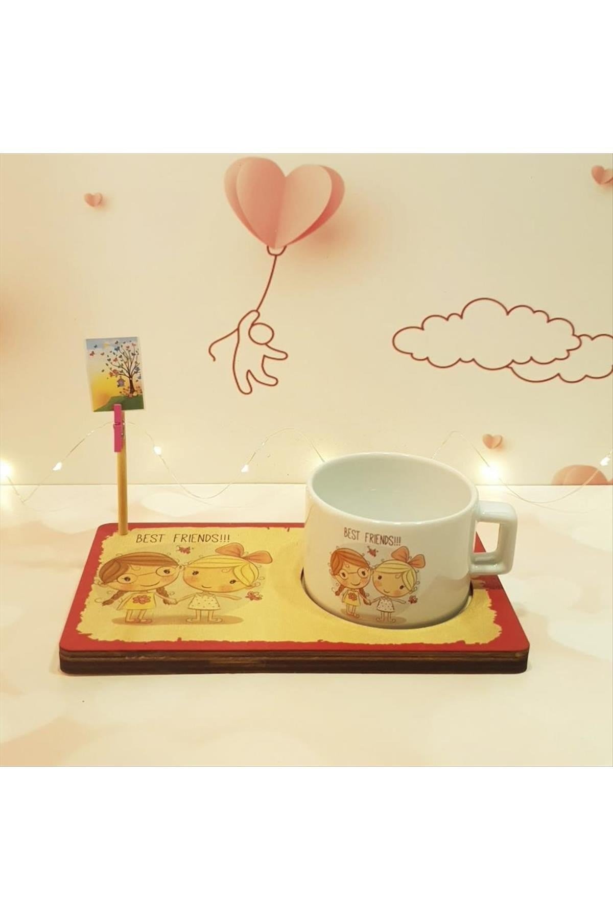 Best Friends Figürlü Ahşap Notluk Kupa Seti