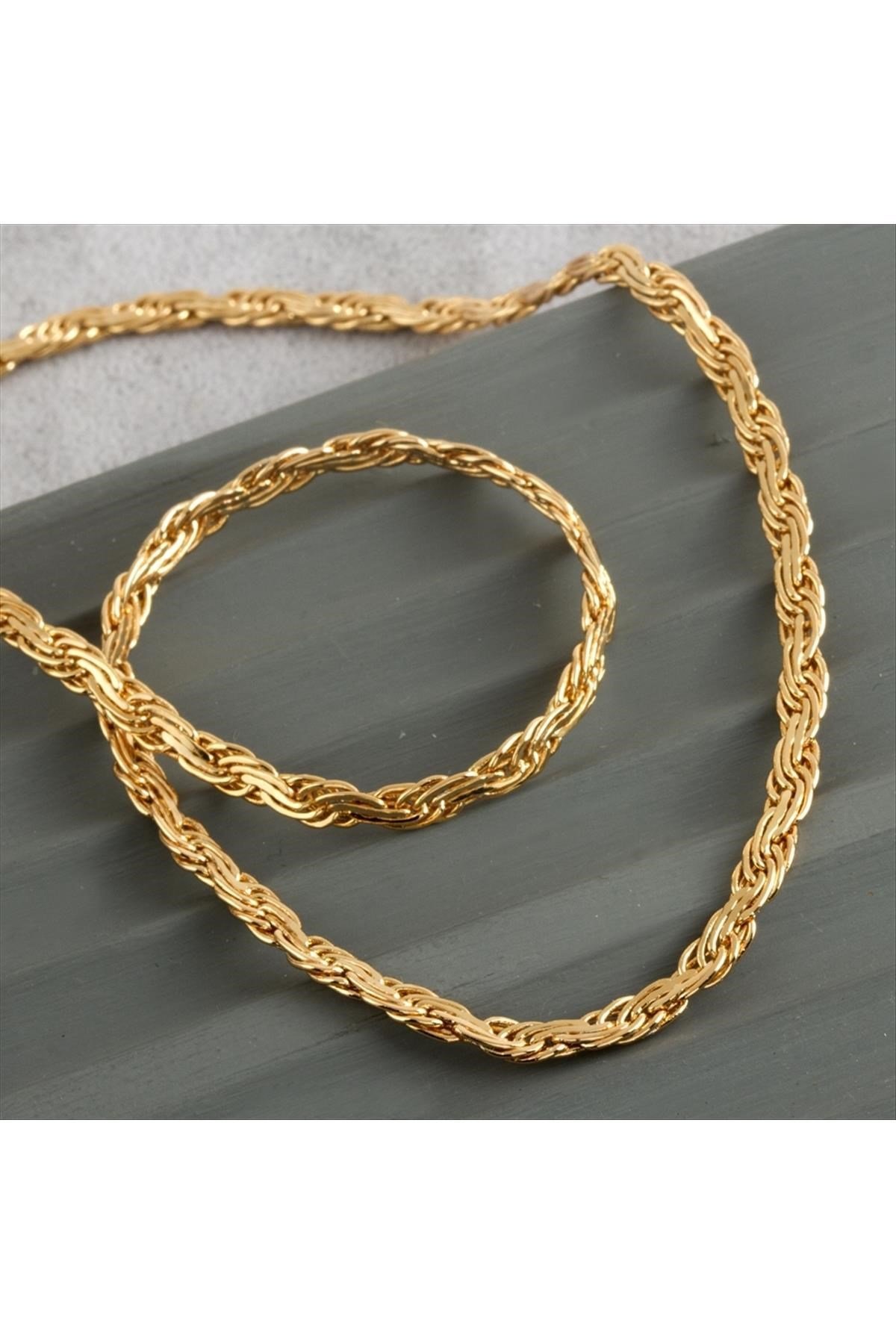 Burgulu Lüks Çelik Zincir Kolye 60 cm