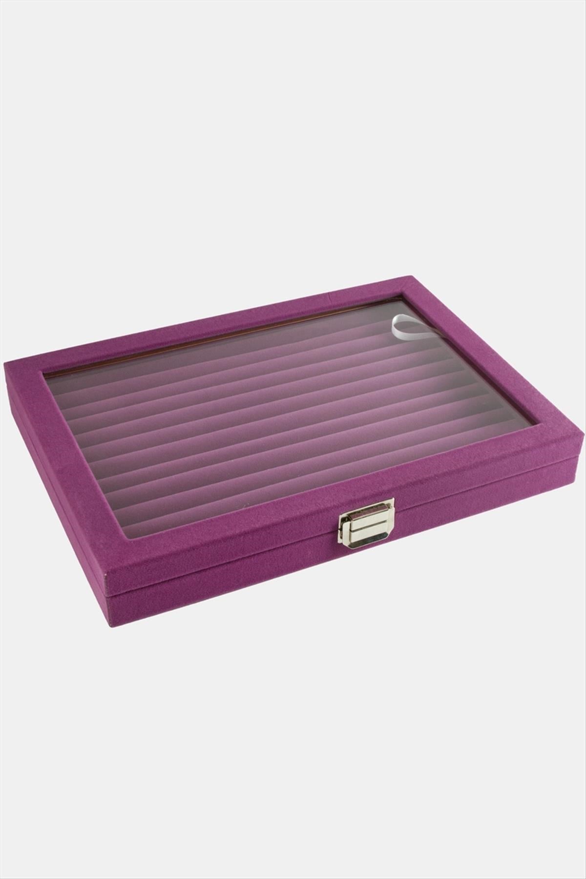 Cam Kapaklı Anfora Kumaş Kelepçe Yüzük Standı 24*34 cm