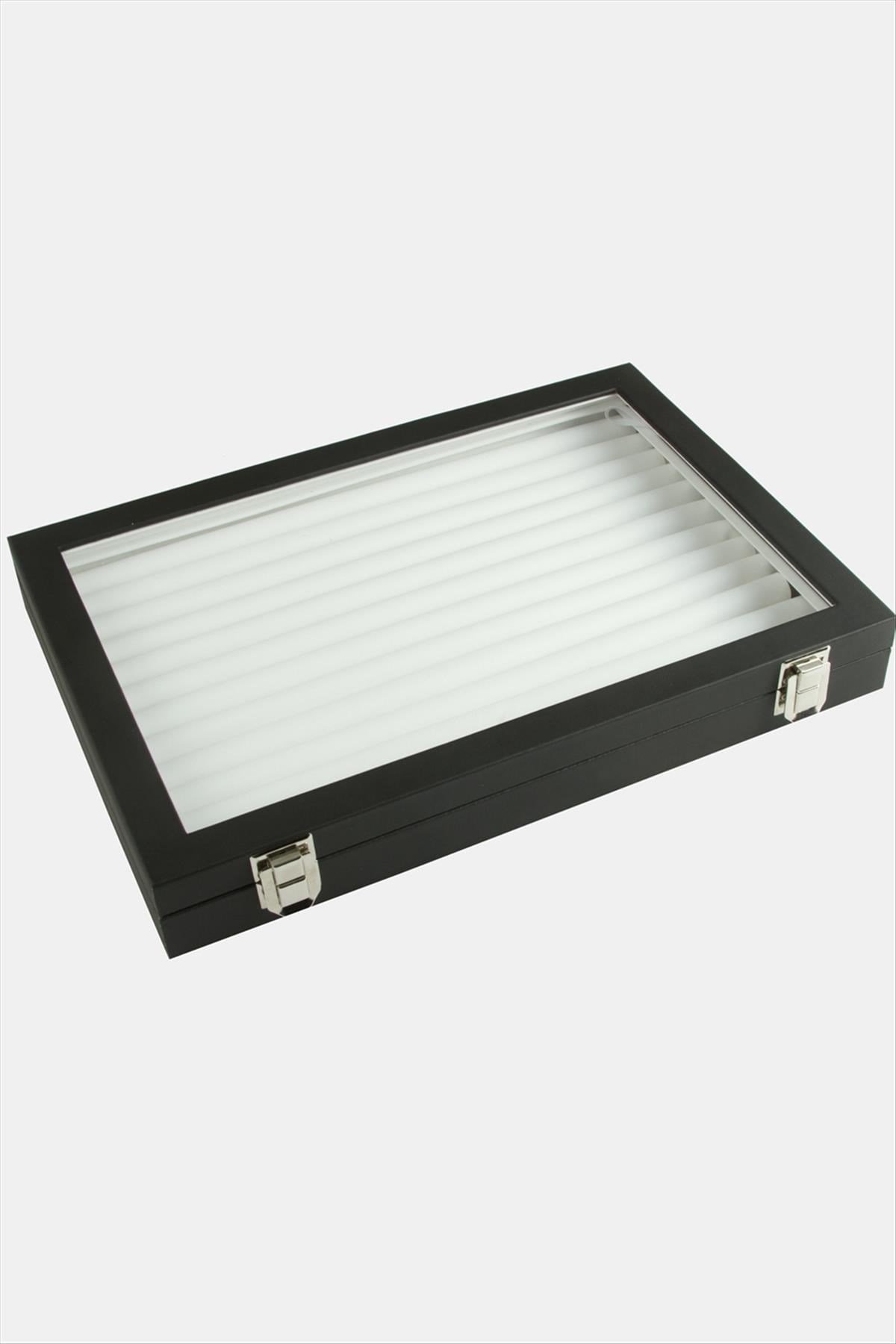 Cam Kapaklı Kelepçe Yüzük Standı 24*34 cm