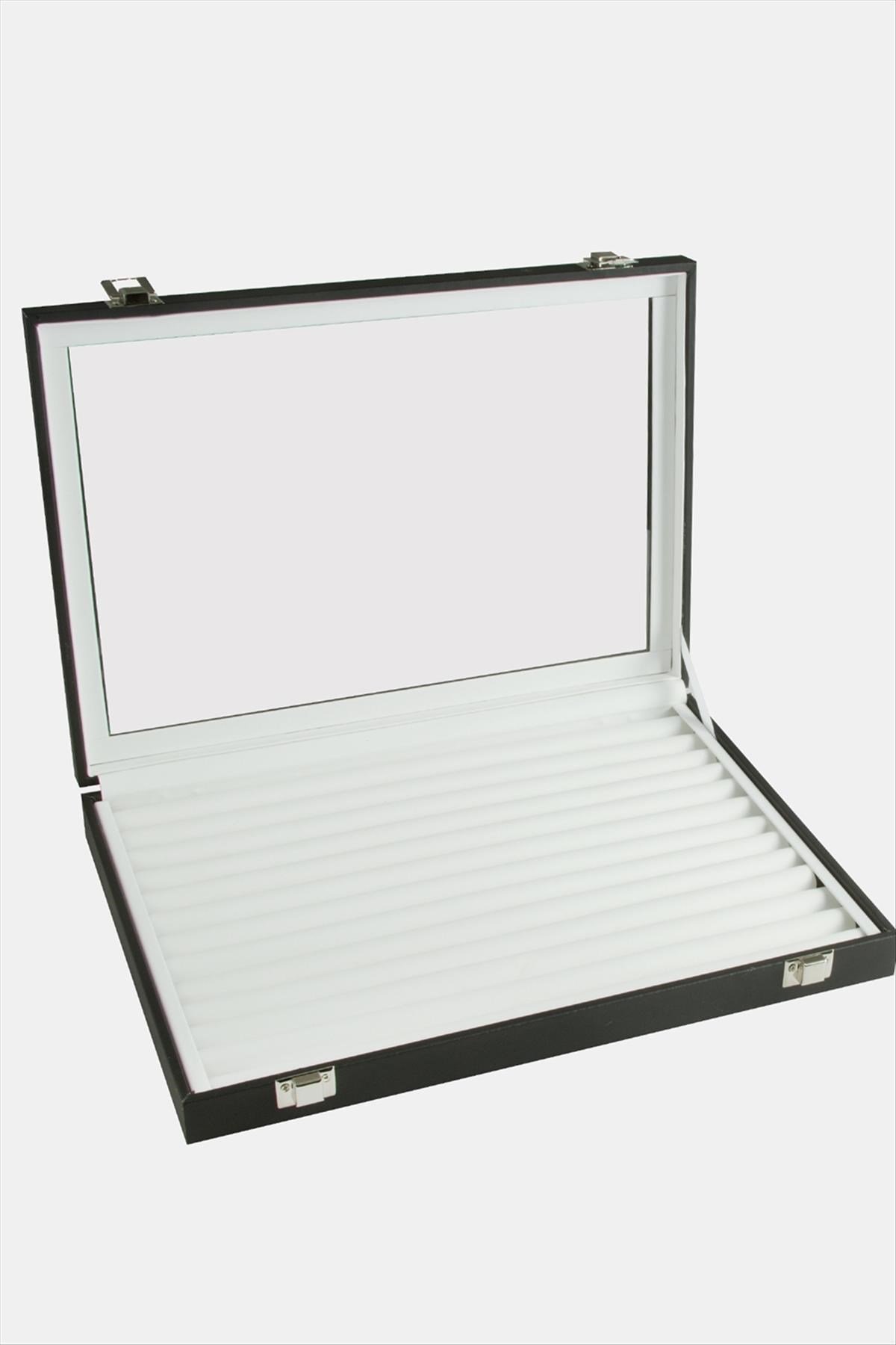 Cam Kapaklı Kelepçe Yüzük Standı 24*34 cm