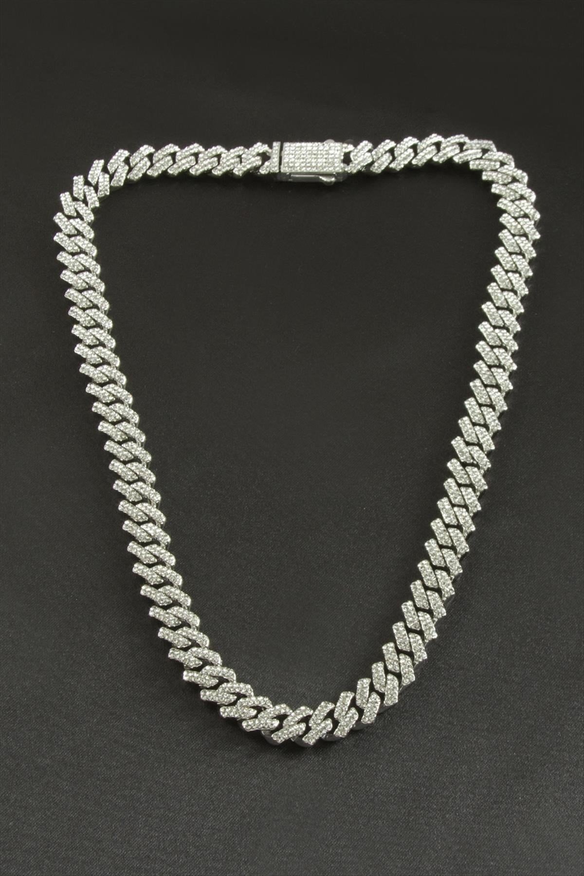Chain Zikzak Zirkon Taşlı Lüks Çelik Kolye