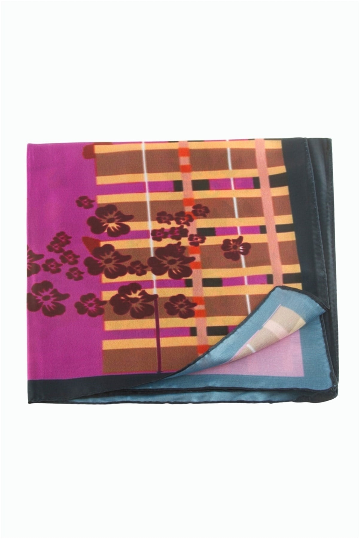 Çiçek Desenli Zr Şifon Fular 50*50 cm