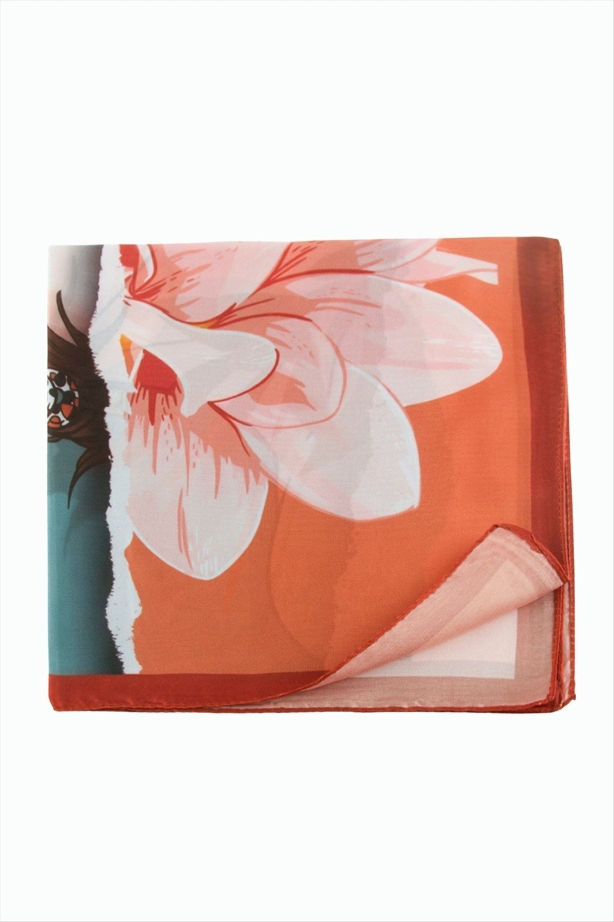 Çiçek Desenli Zr Şifon Fular 50*50 cm