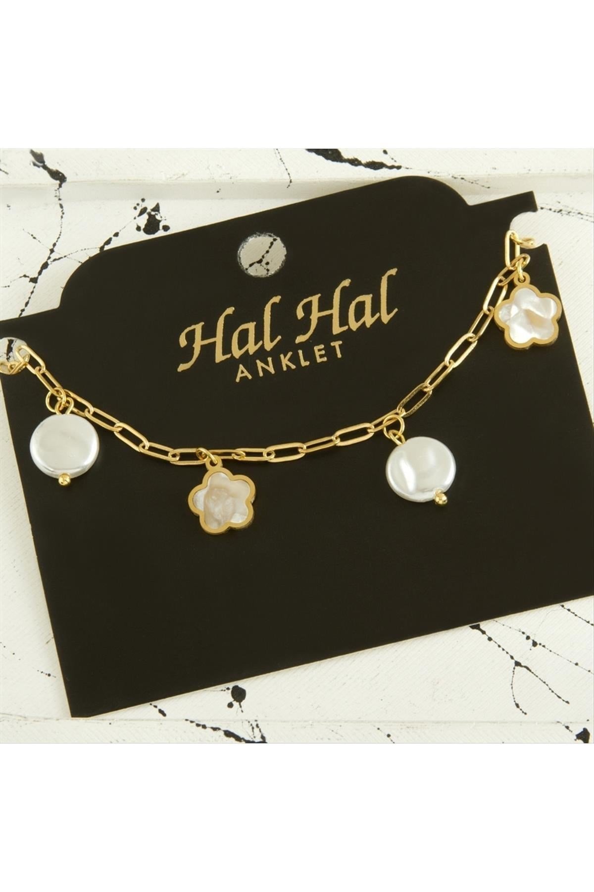 Çiçek İnci Lüks Çelik Halhal