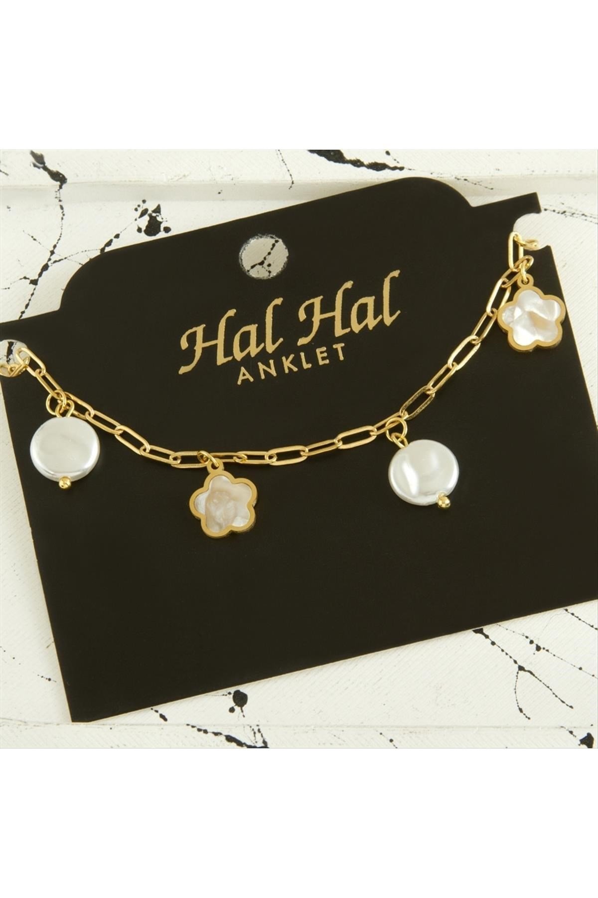 Çiçek İnci Lüks Çelik Halhal