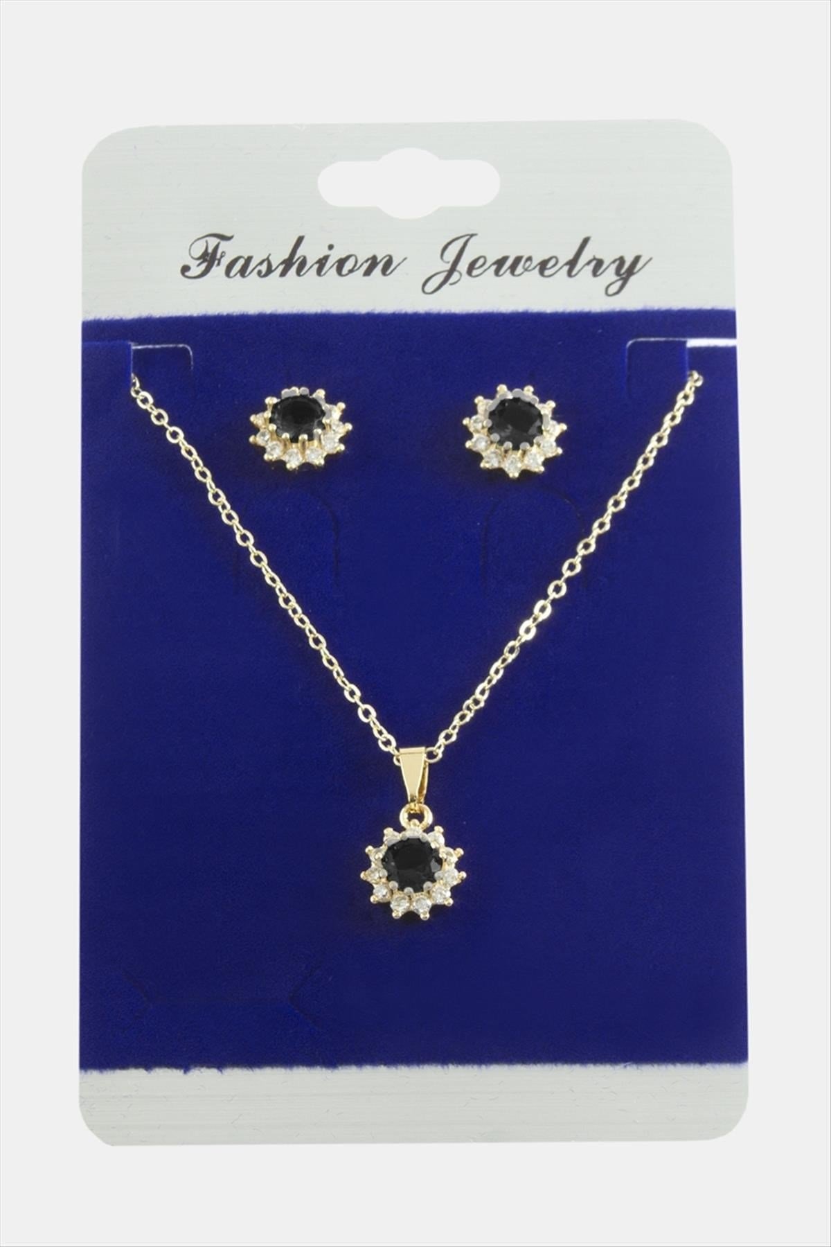 Çiçek Zirkon Taşlı Set Kolye
