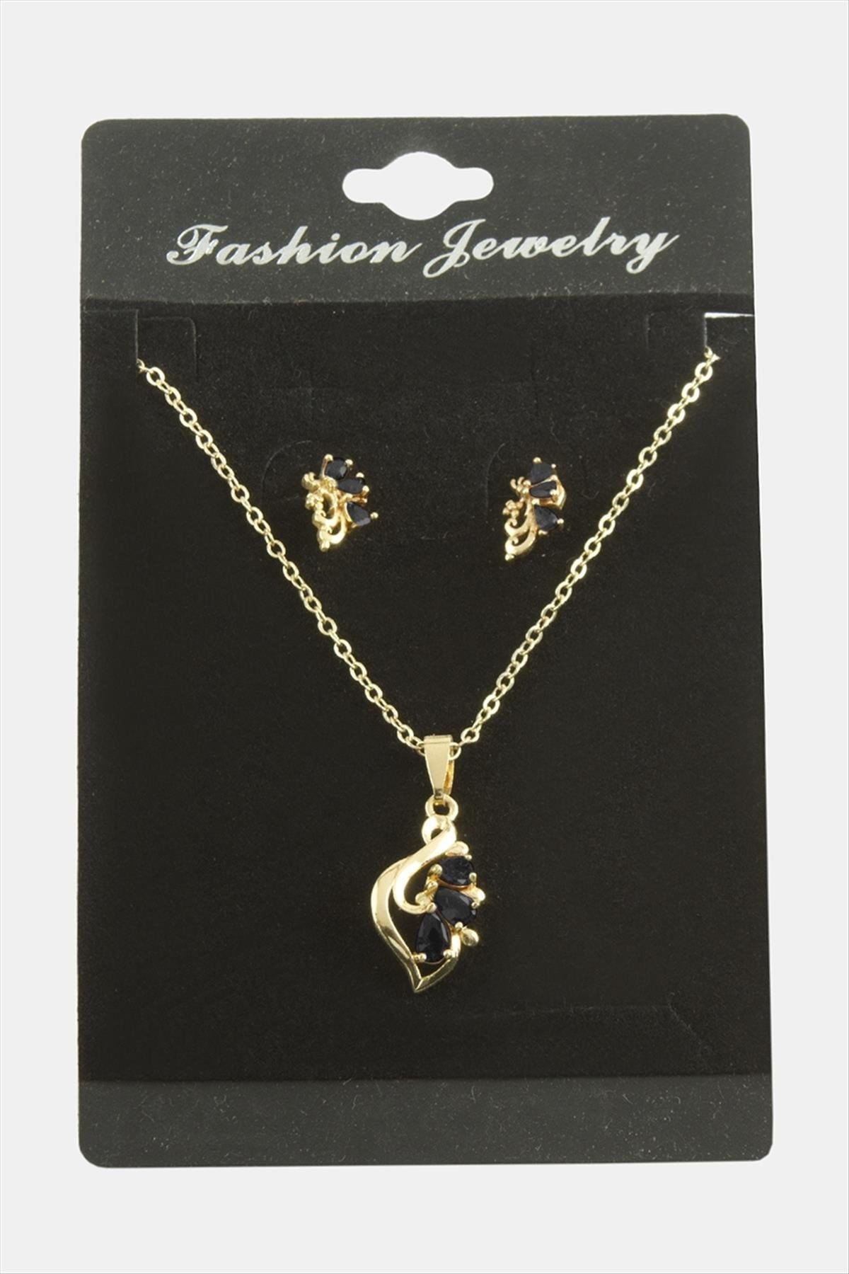Çiçek Zirkon Taşlı Set Kolye