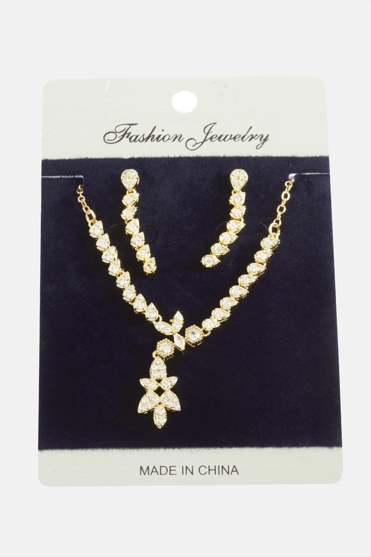 Çiçek Zirkon Taşlı Set Kolye