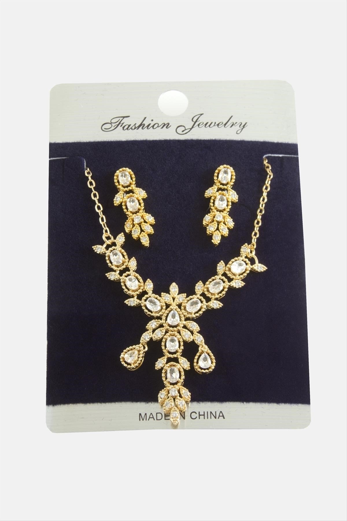 Çiçek Zirkon Taşlı Set Kolye
