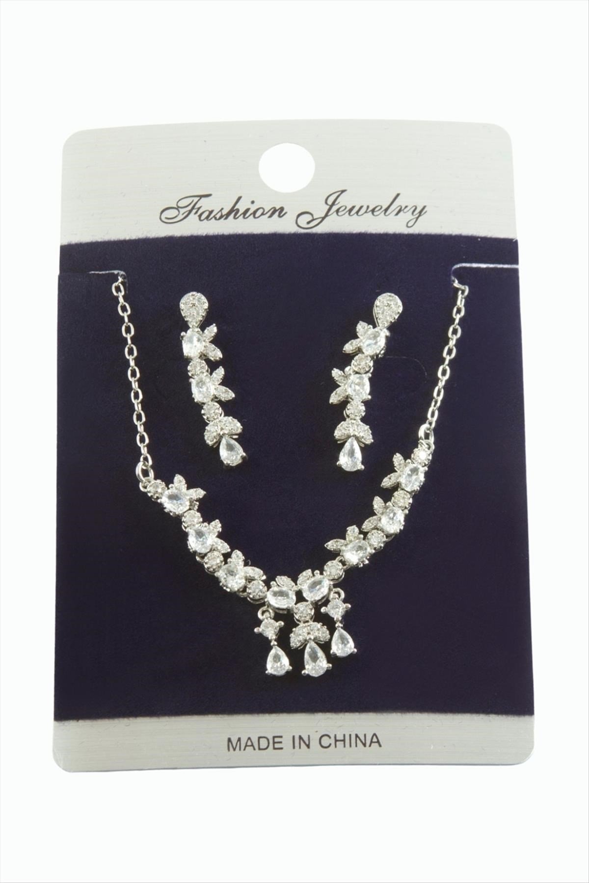 Çiçek Zirkon Taşlı Set Kolye