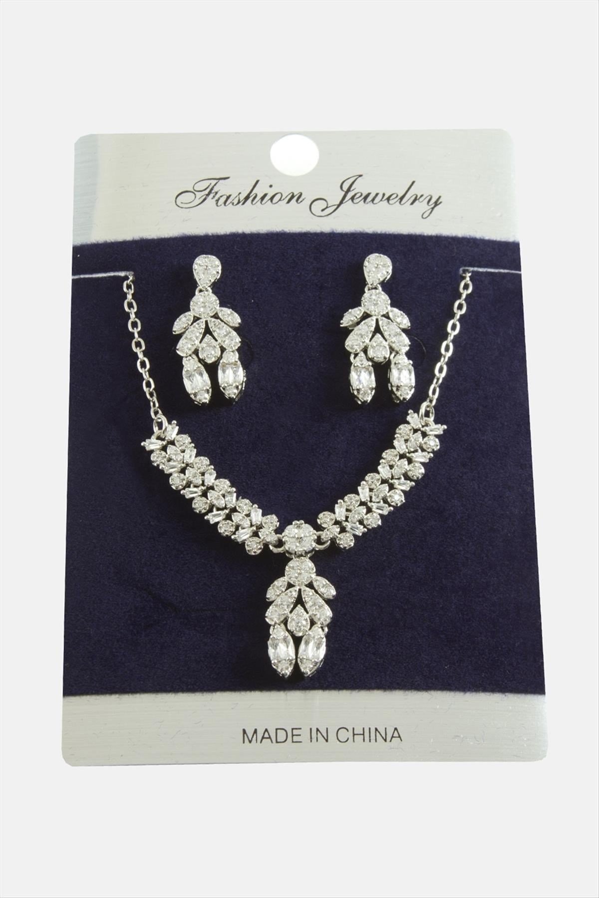 Çiçek Zirkon Taşlı Set Kolye