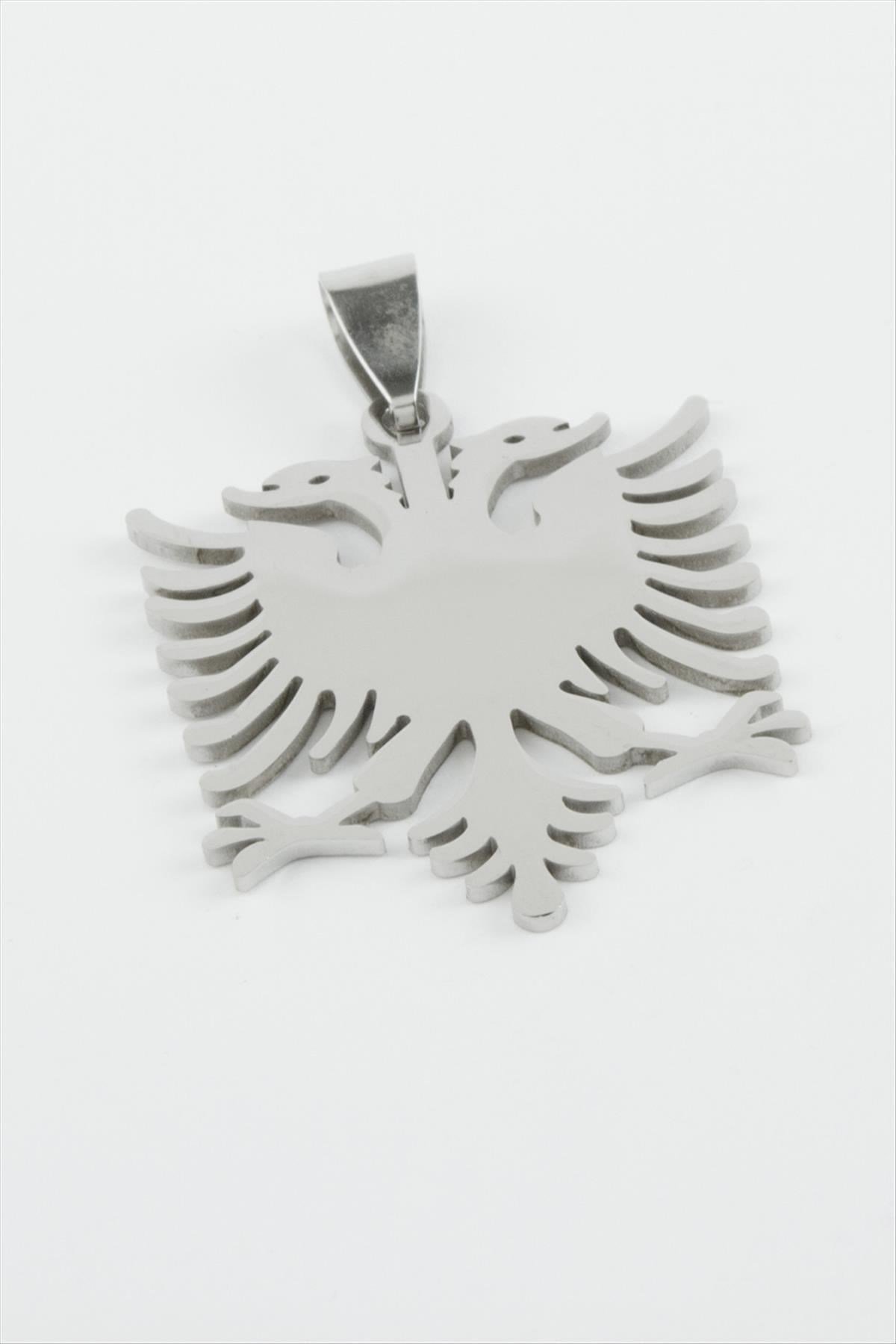 Çift Başlı Kartal Çelik Kolye Ucu 2,7 cm