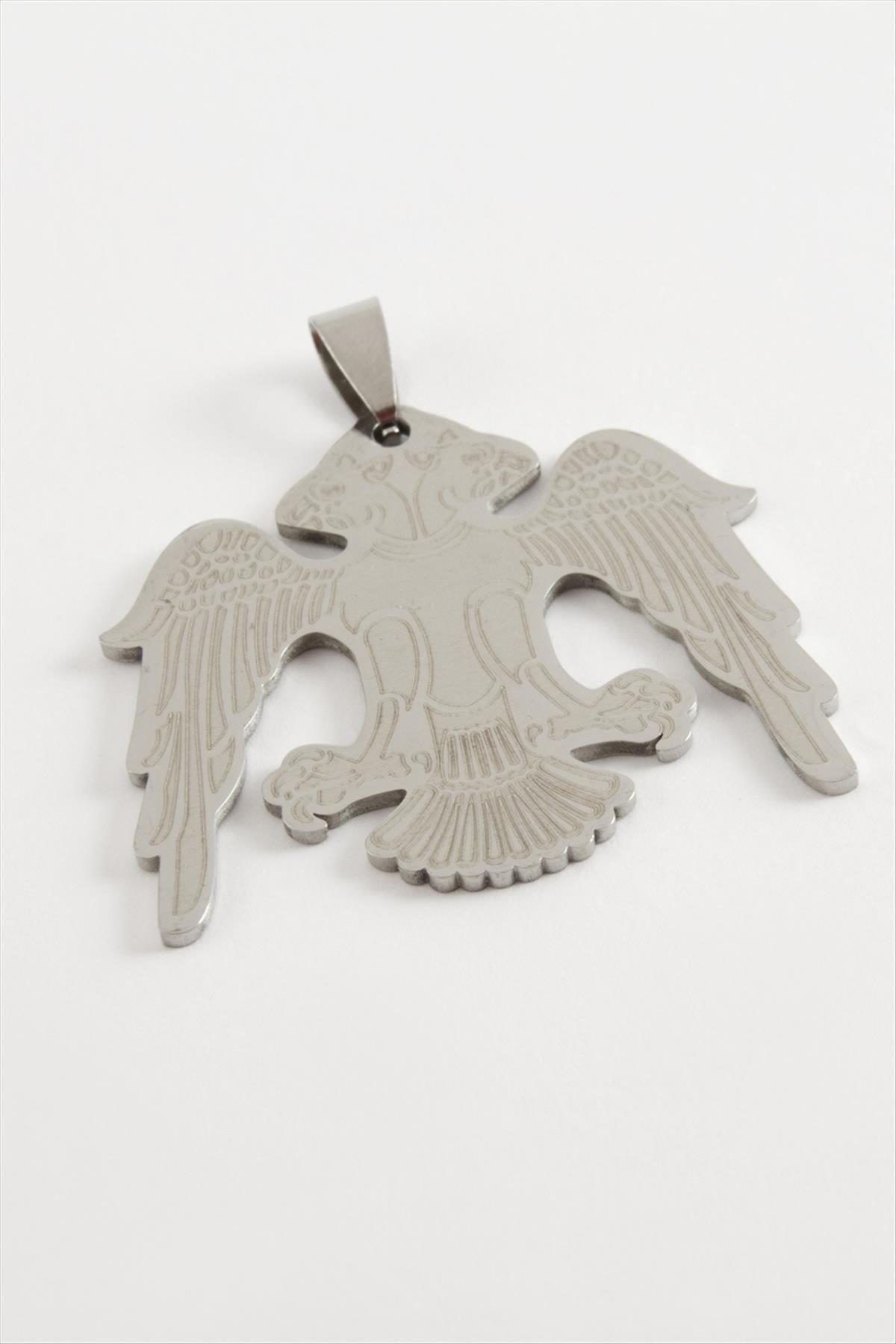 Çift Başlı Kartal Çelik Kolye Ucu 3,5 cm