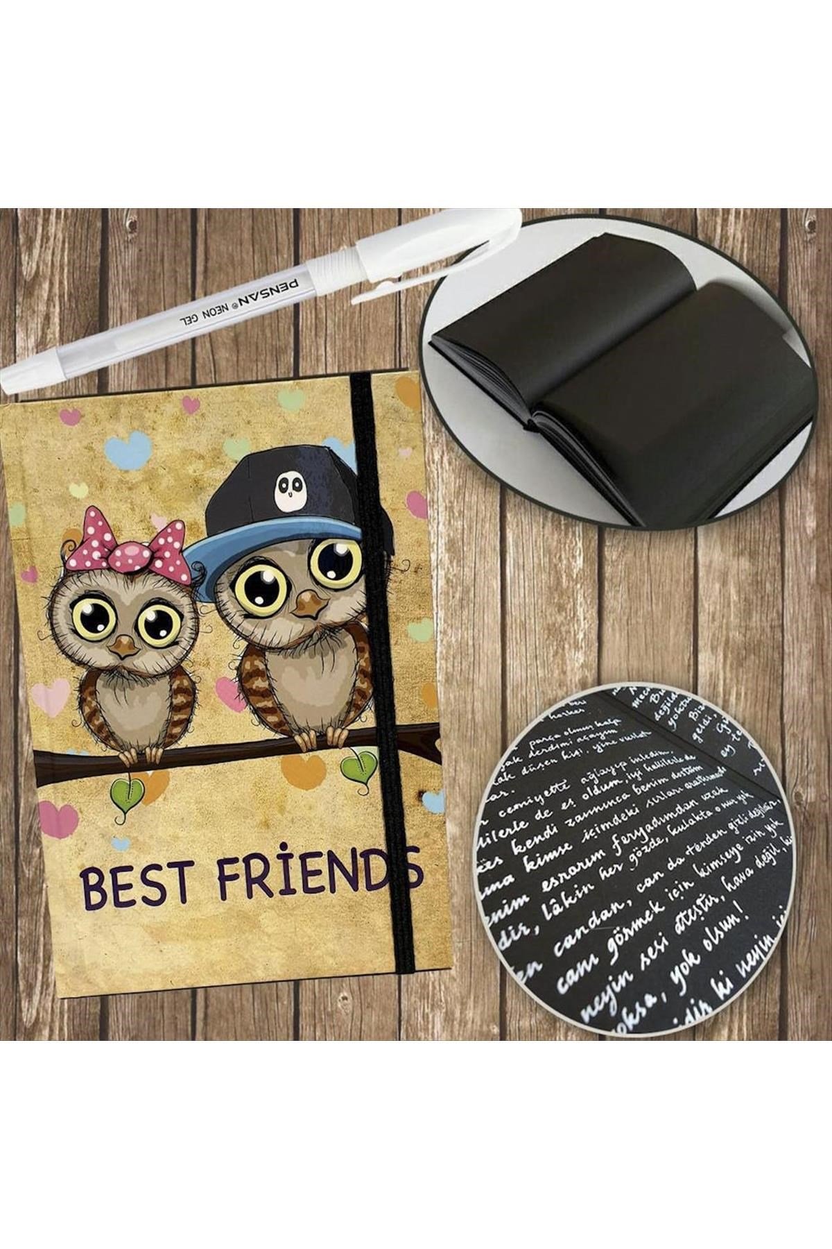 Çift Baykuş Figürlü Özel Tasarım Defter ve Kalem
