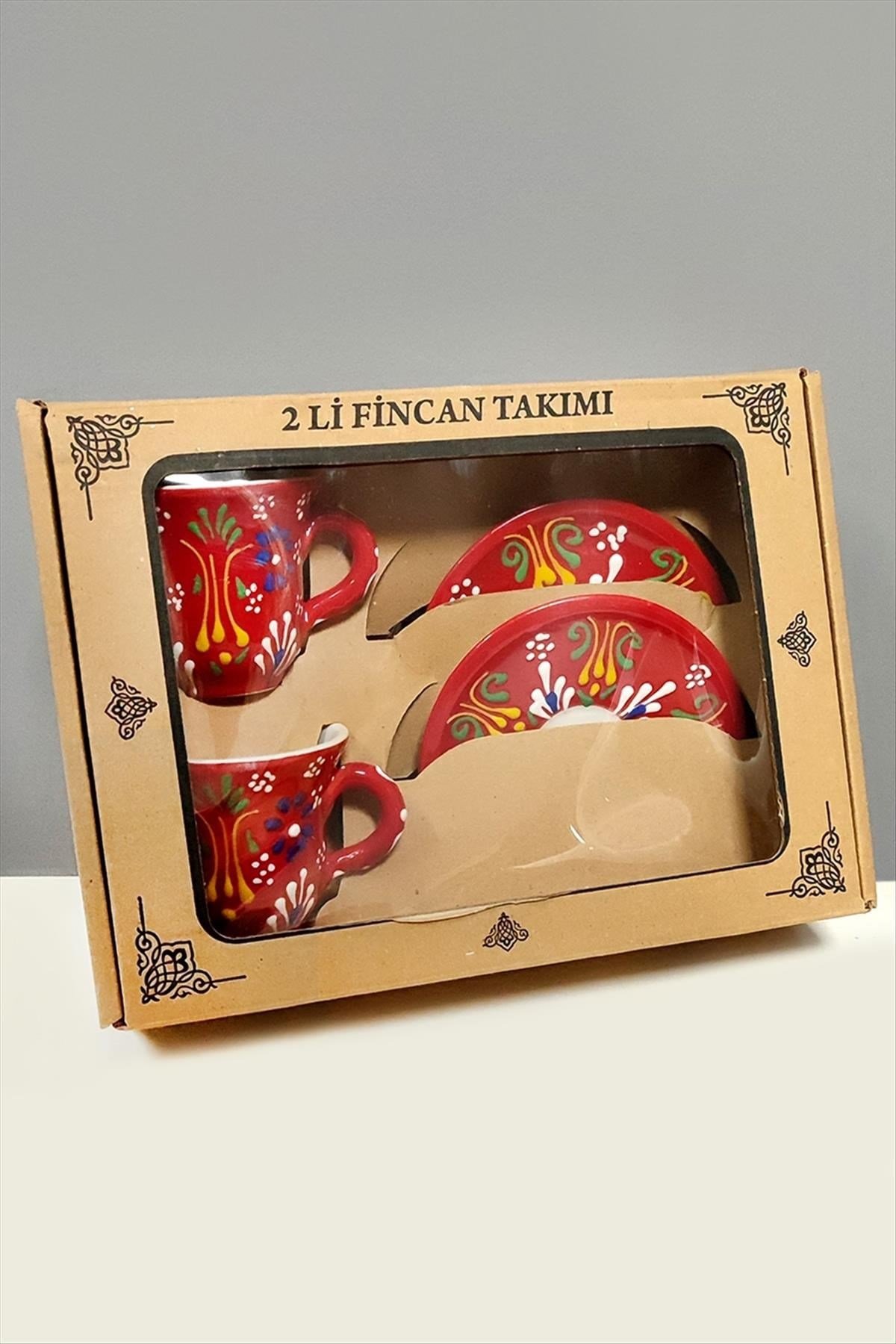 Çini Desenli Seramik İkili Fincan Takımı