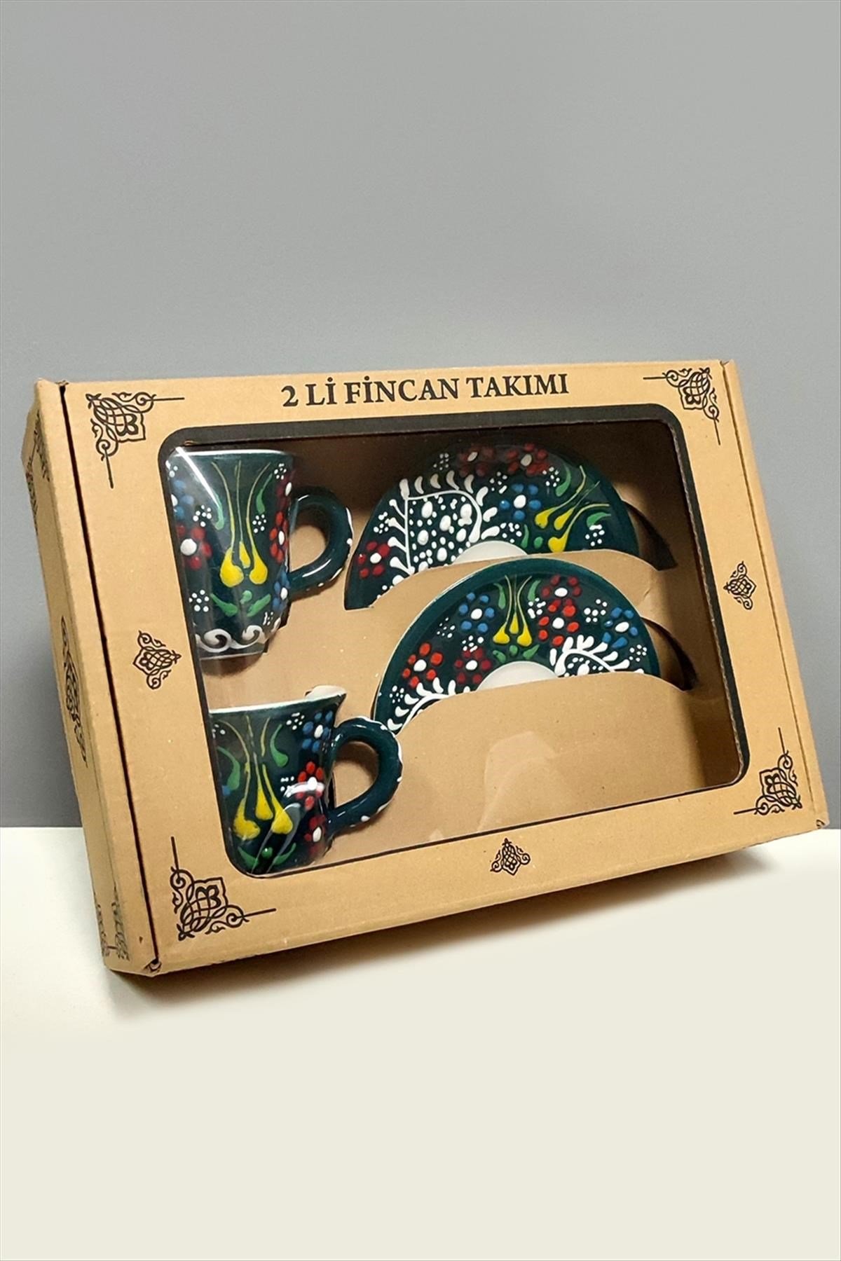Çini Desenli Seramik İkili Fincan Takımı