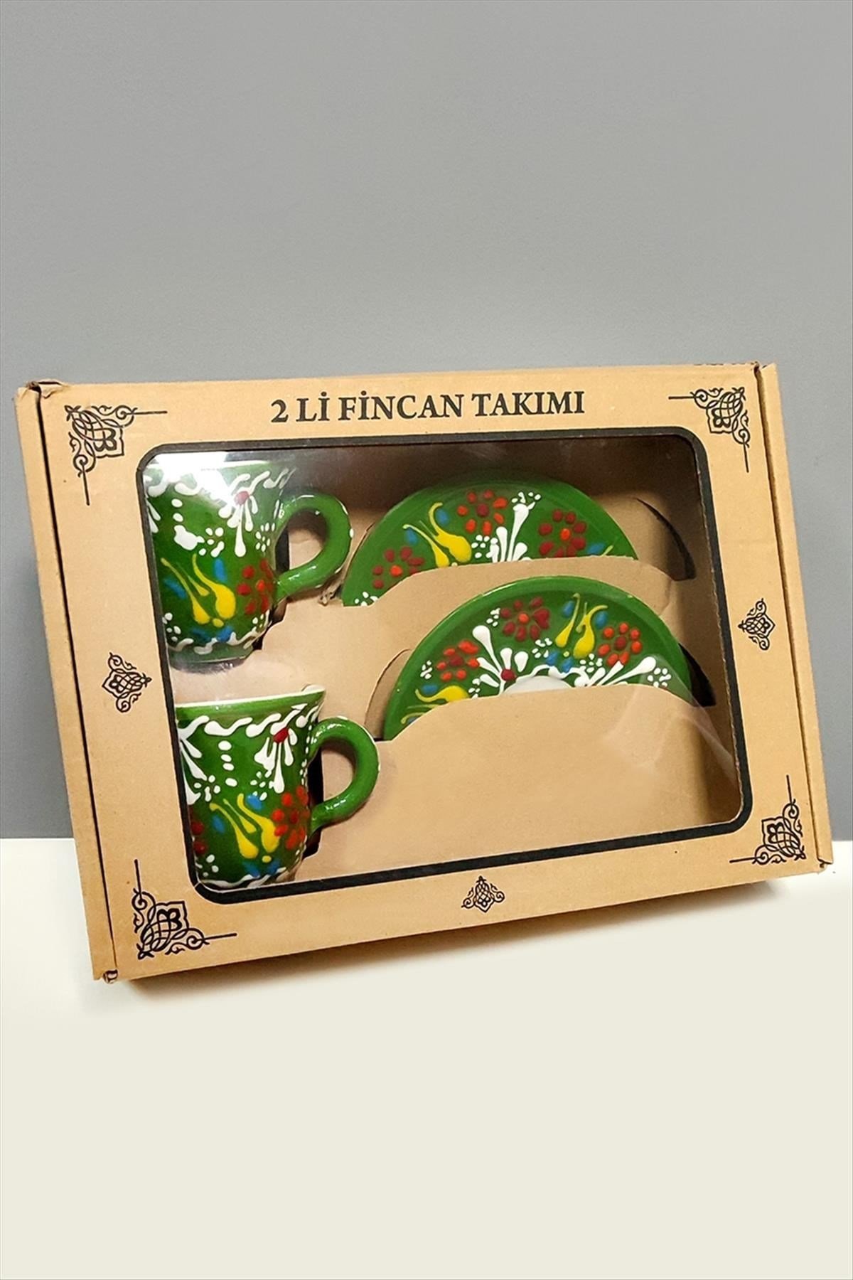 Çini Desenli Seramik İkili Fincan Takımı