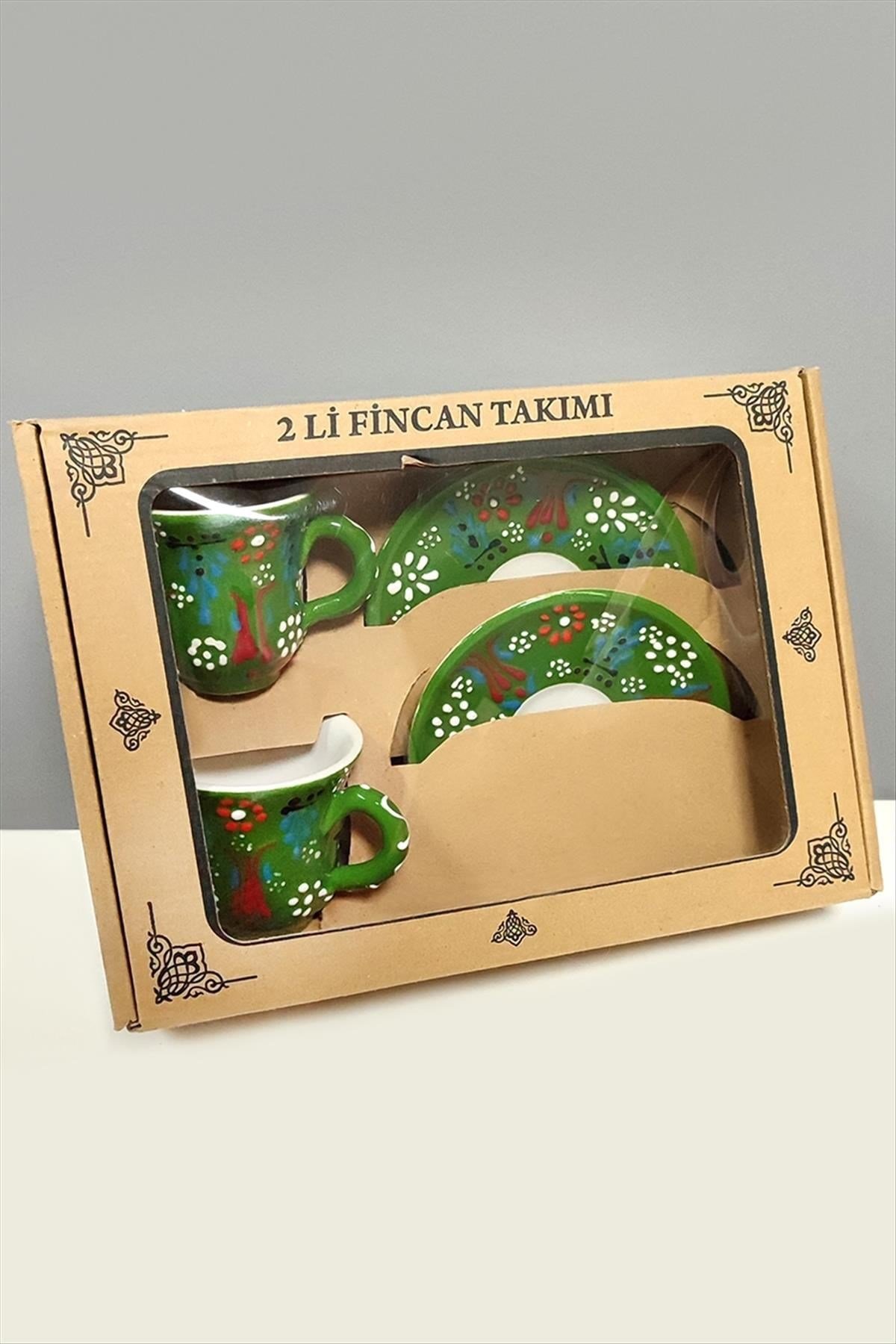 Çini Desenli Seramik İkili Fincan Takımı