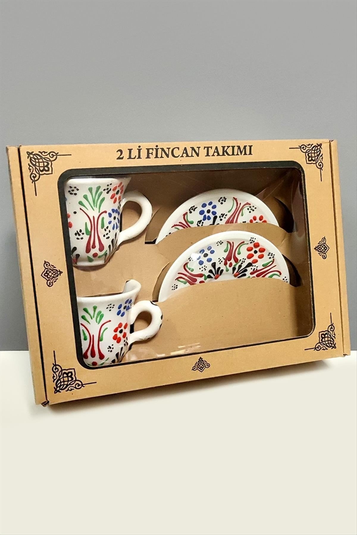 Çini Desenli Seramik İkili Fincan Takımı