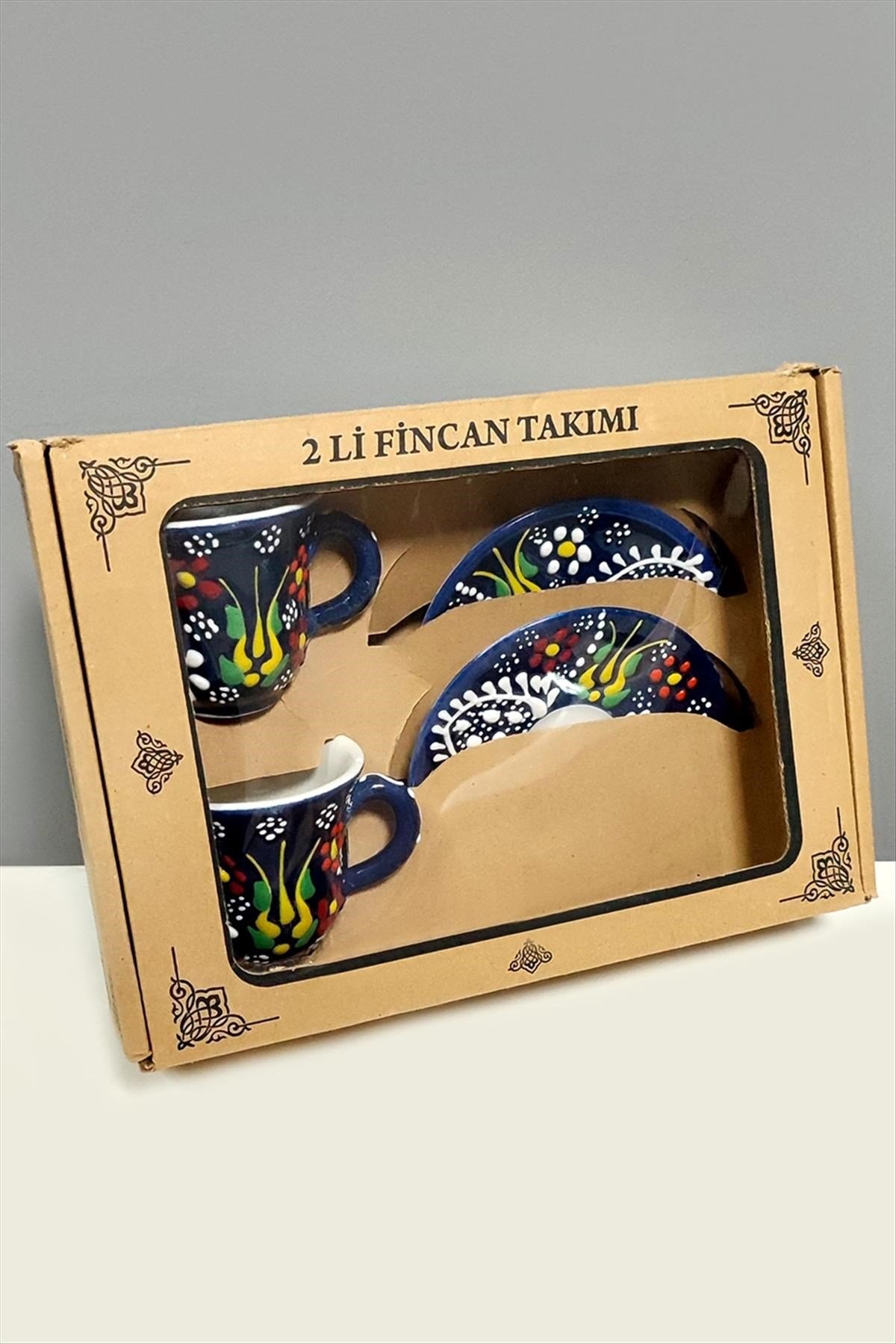 Çini Desenli Seramik İkili Fincan Takımı