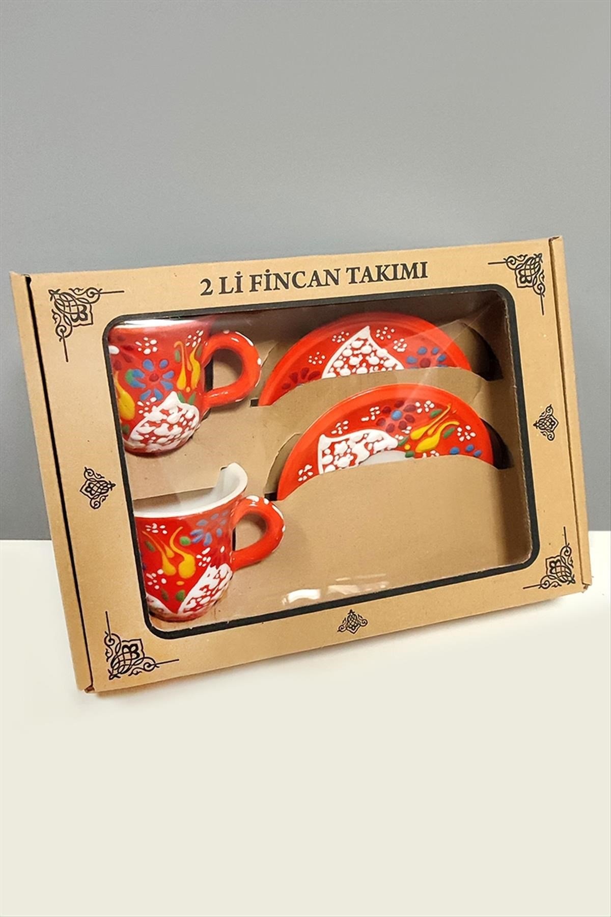 Çini Desenli Seramik İkili Fincan Takımı