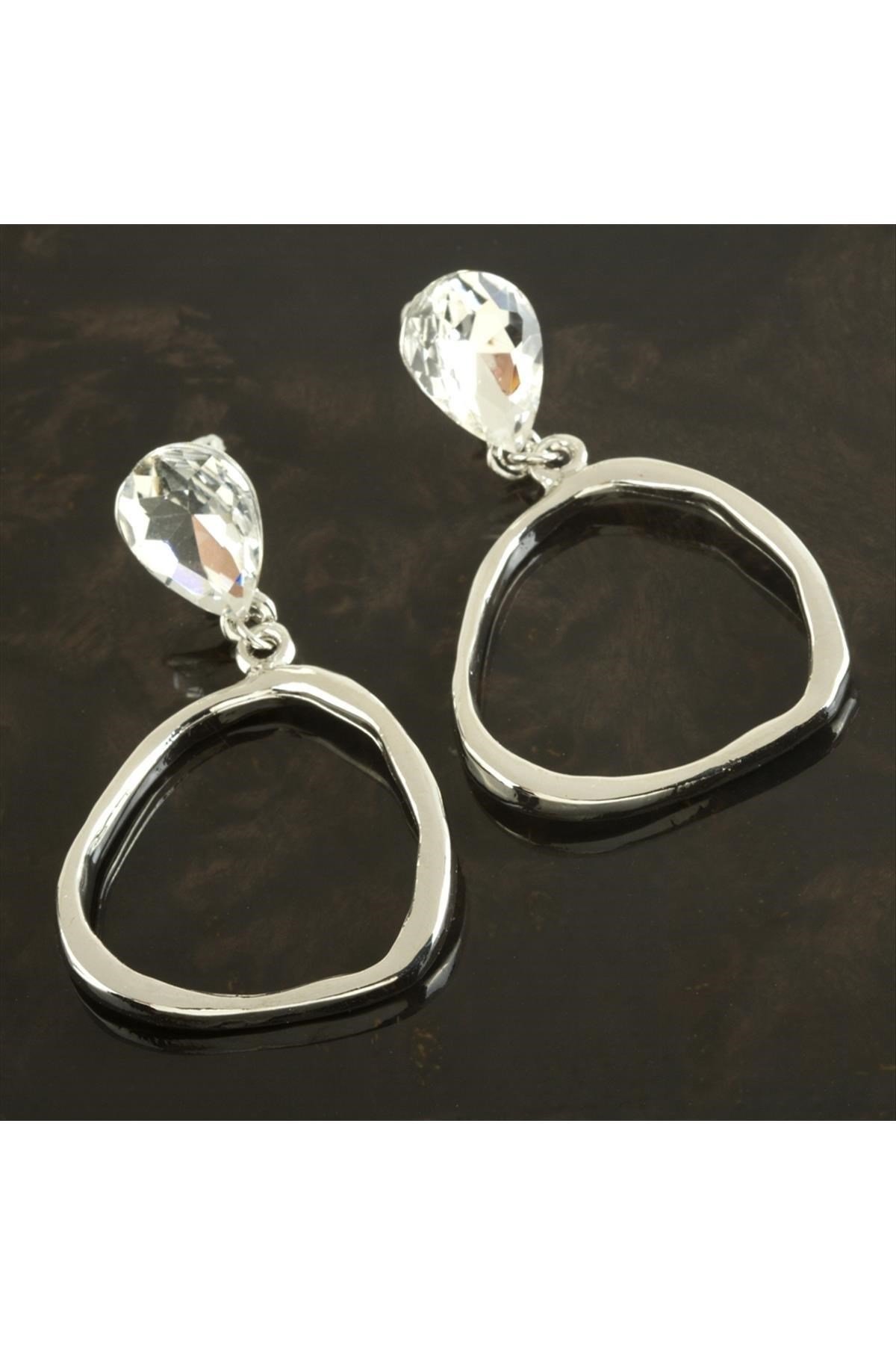 Damla Taşlı Oval Küpe