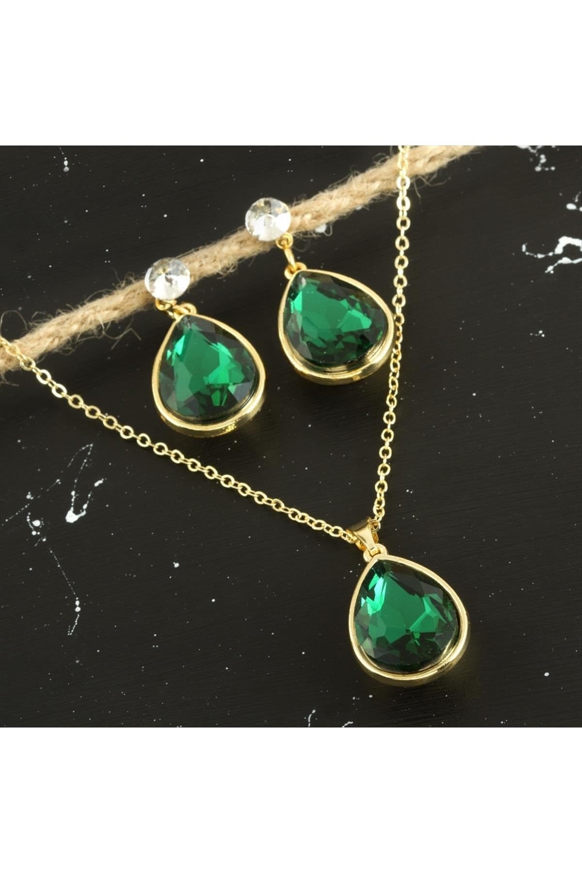 Damla Taşlı Set Kolye