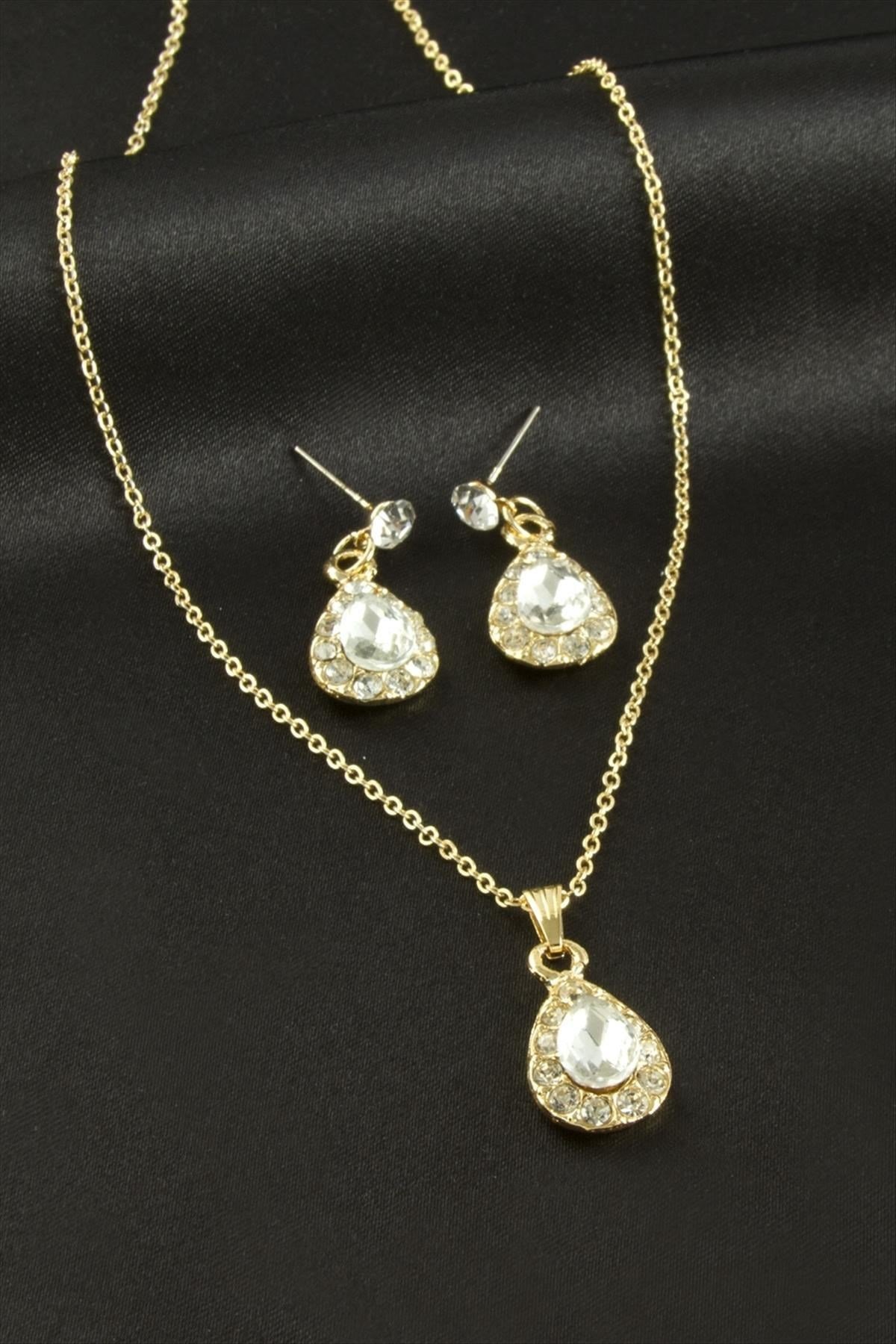 Damla Taşlı Set Kolye